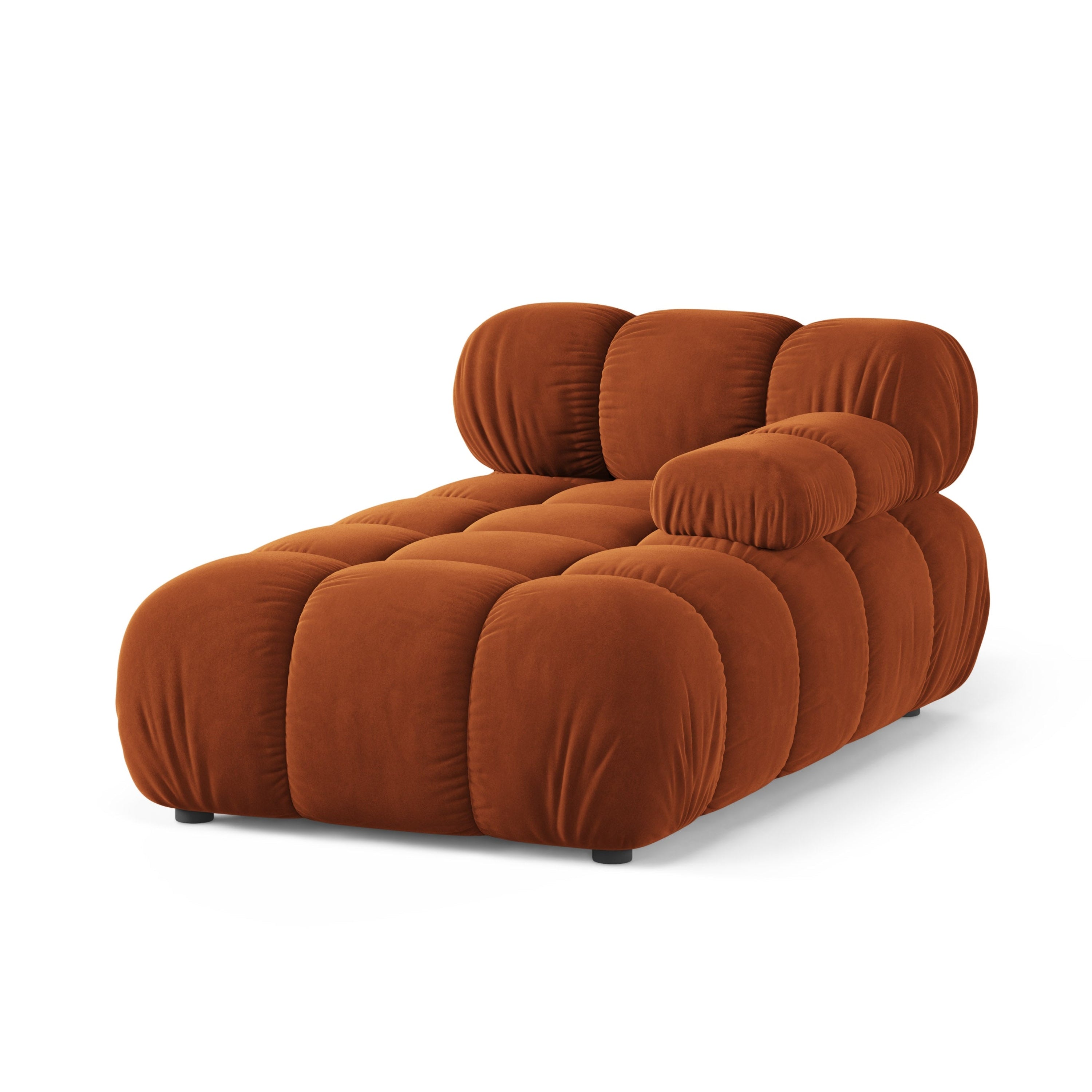 Velours chaise longue rechts BELLIS baksteenrood