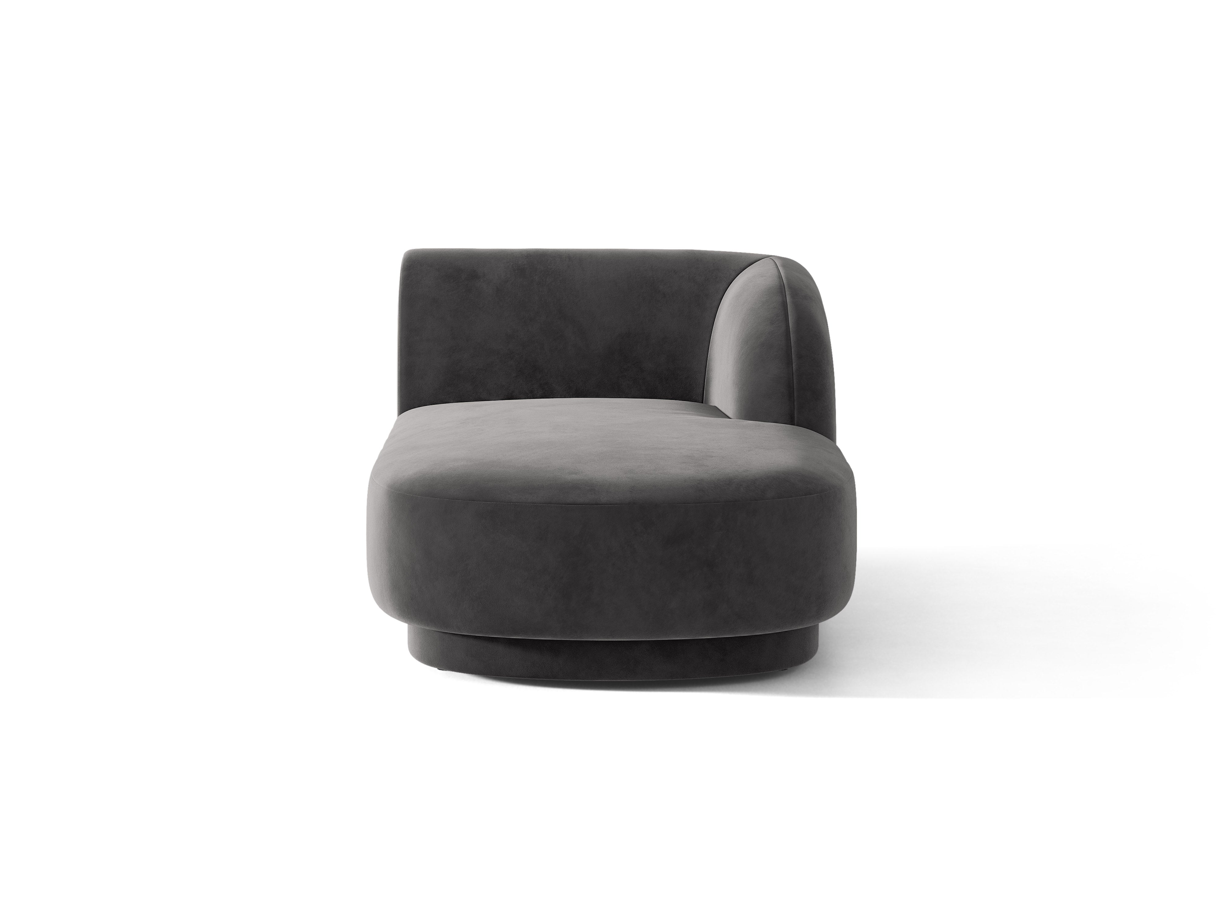 Grijze rechtszijdige fluwelen chaise longue MILEY