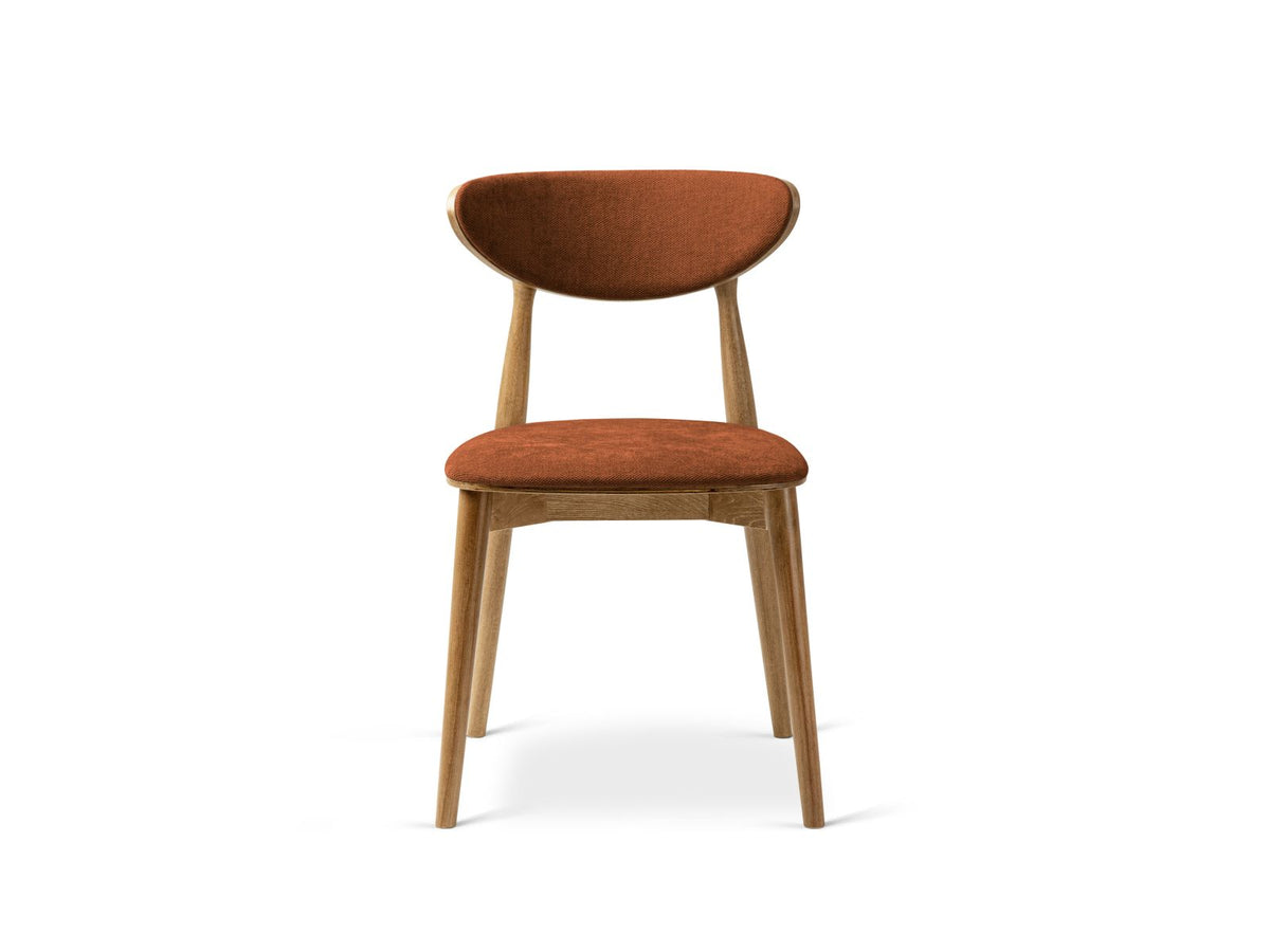 Krzesło RINA pomarańczowy szenil z podstawą w kolorze orzecha amerykańskiego – ujęcie 2