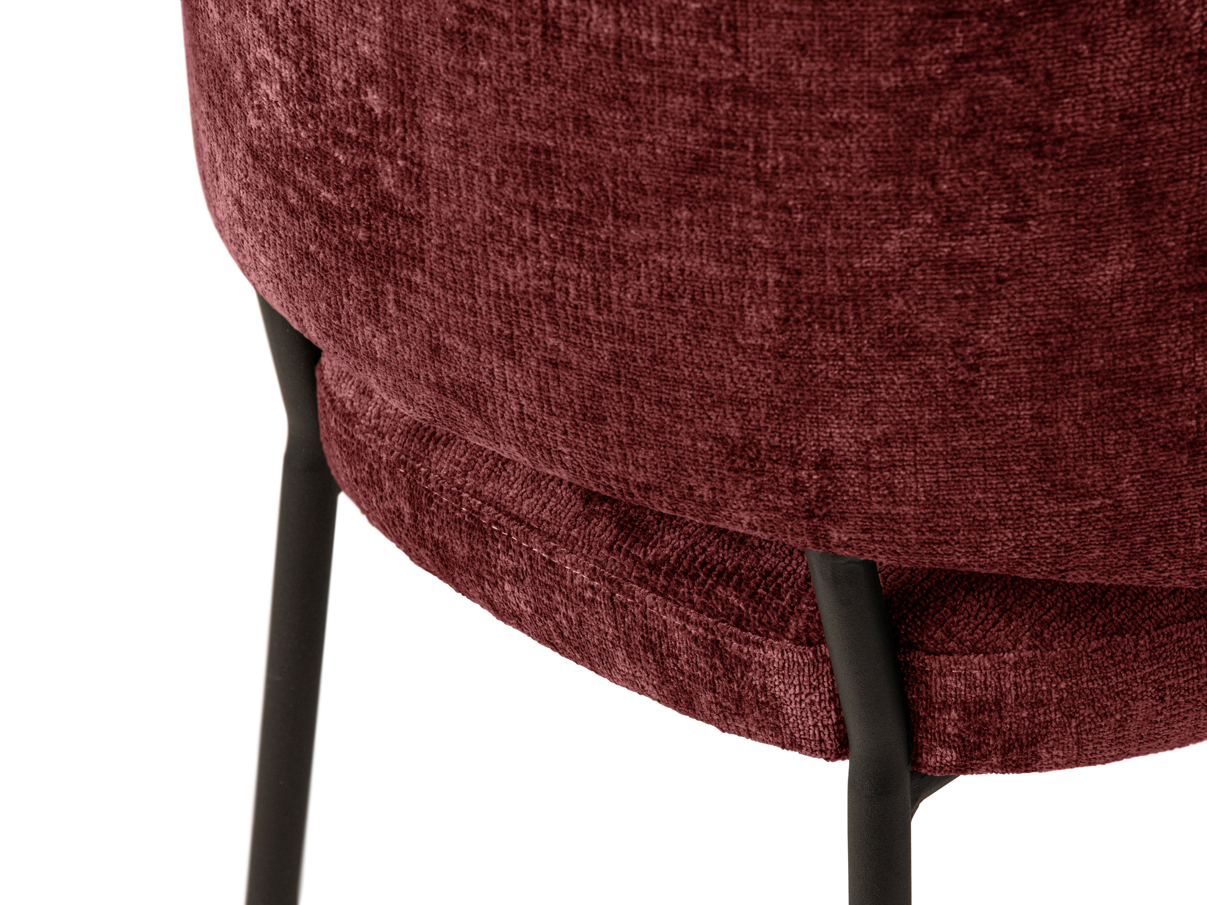 Stuhl DORA kirschrot Chenille mit schwarzem Gestell
