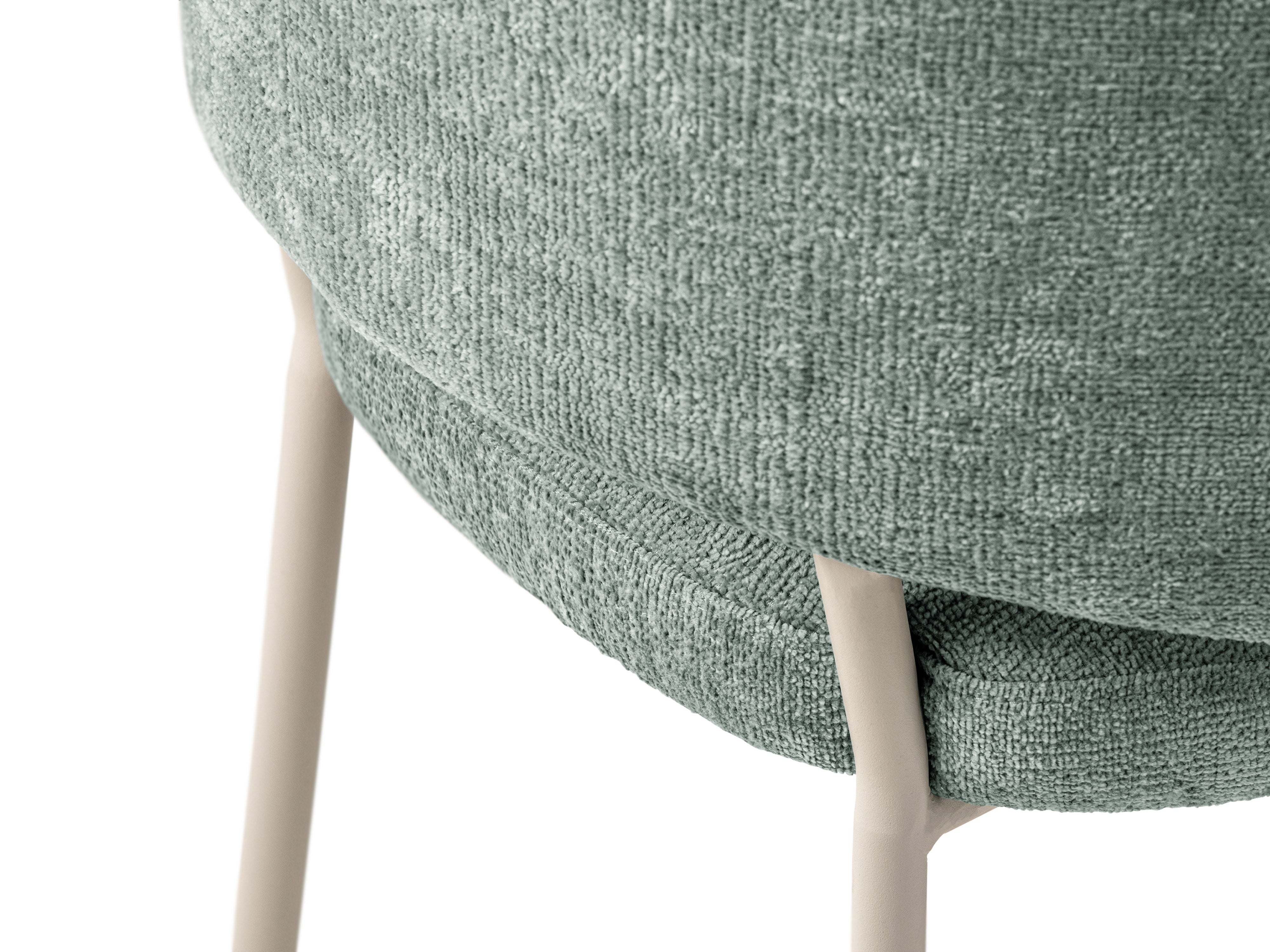 Stuhl DORA hellblau Chenille mit beigem Gestell