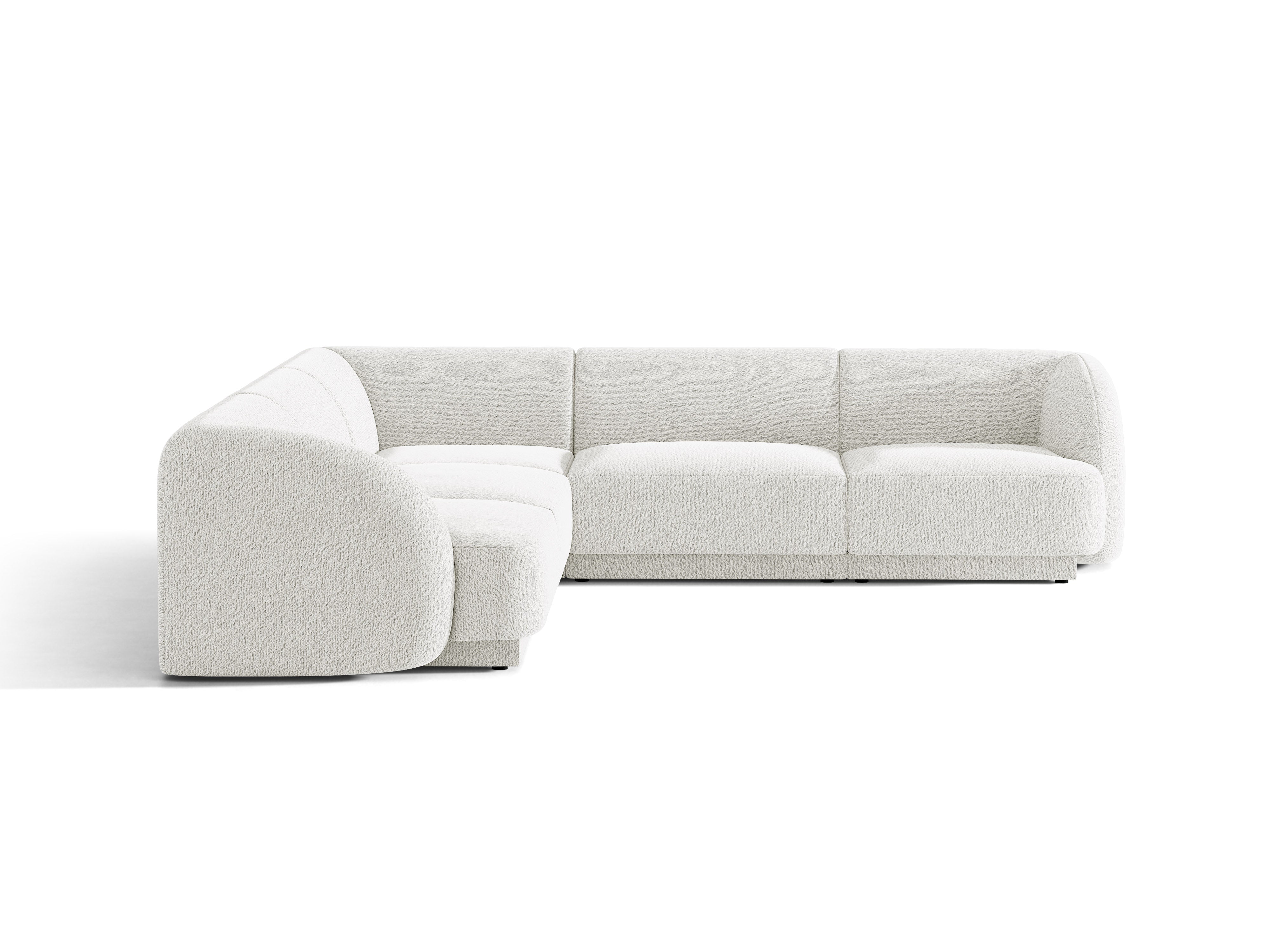 Symmetrische hoekbank voor 5 personen MILEY witte boucle