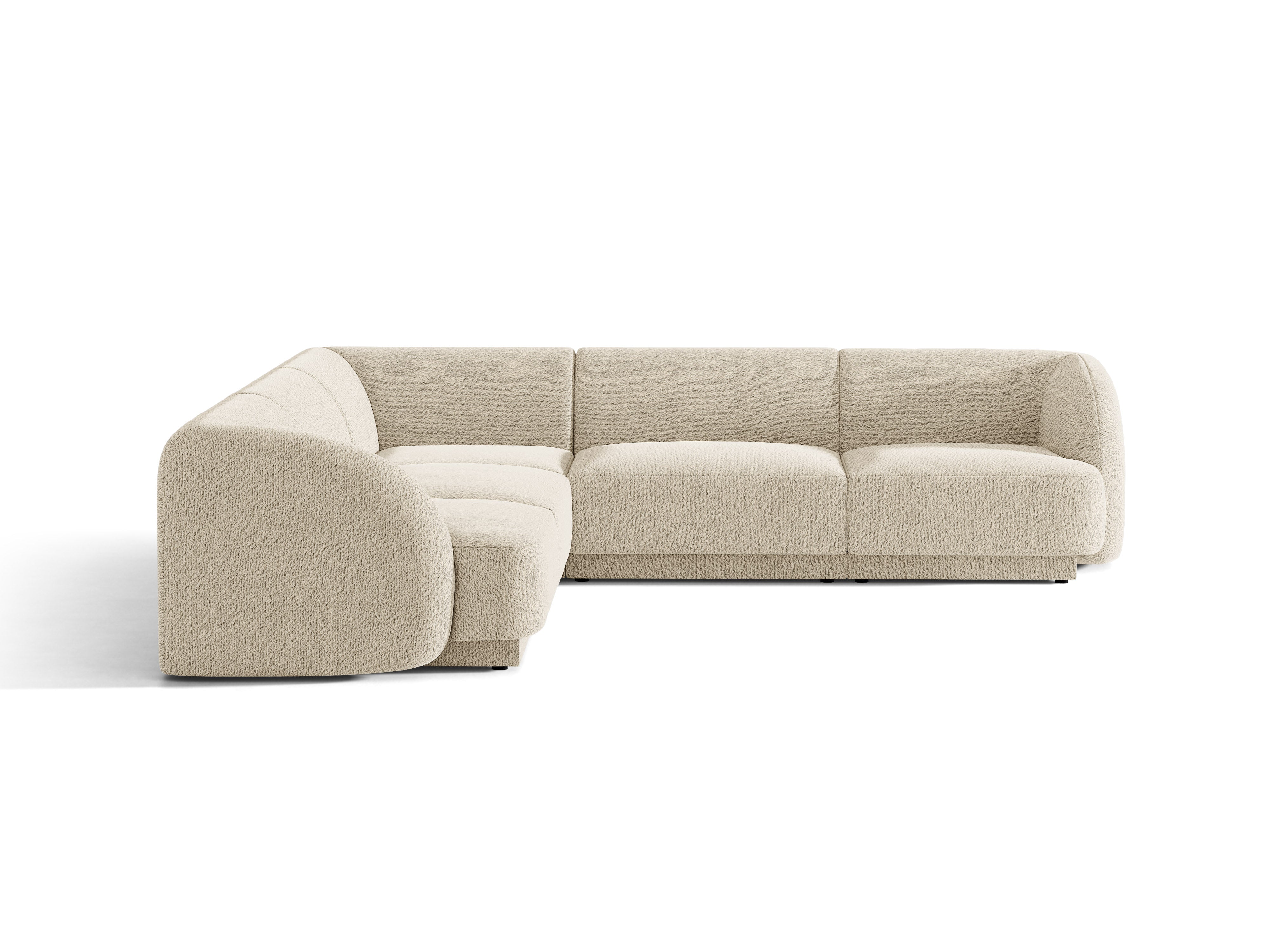 Symmetrische hoekbank voor 5 personen MILEY beige boucle