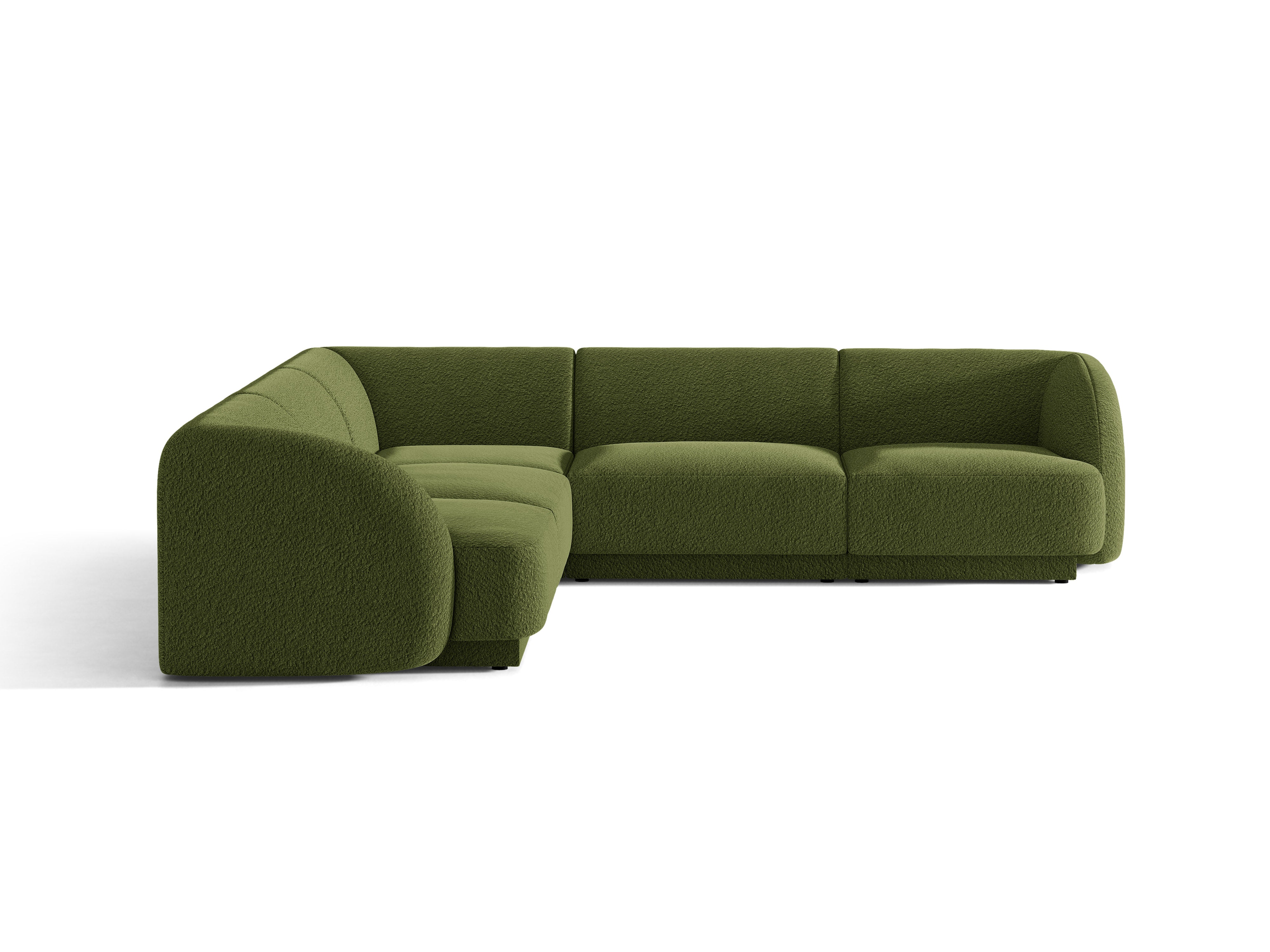 Symmetrische hoekbank voor 5 personen MILEY groene boucle