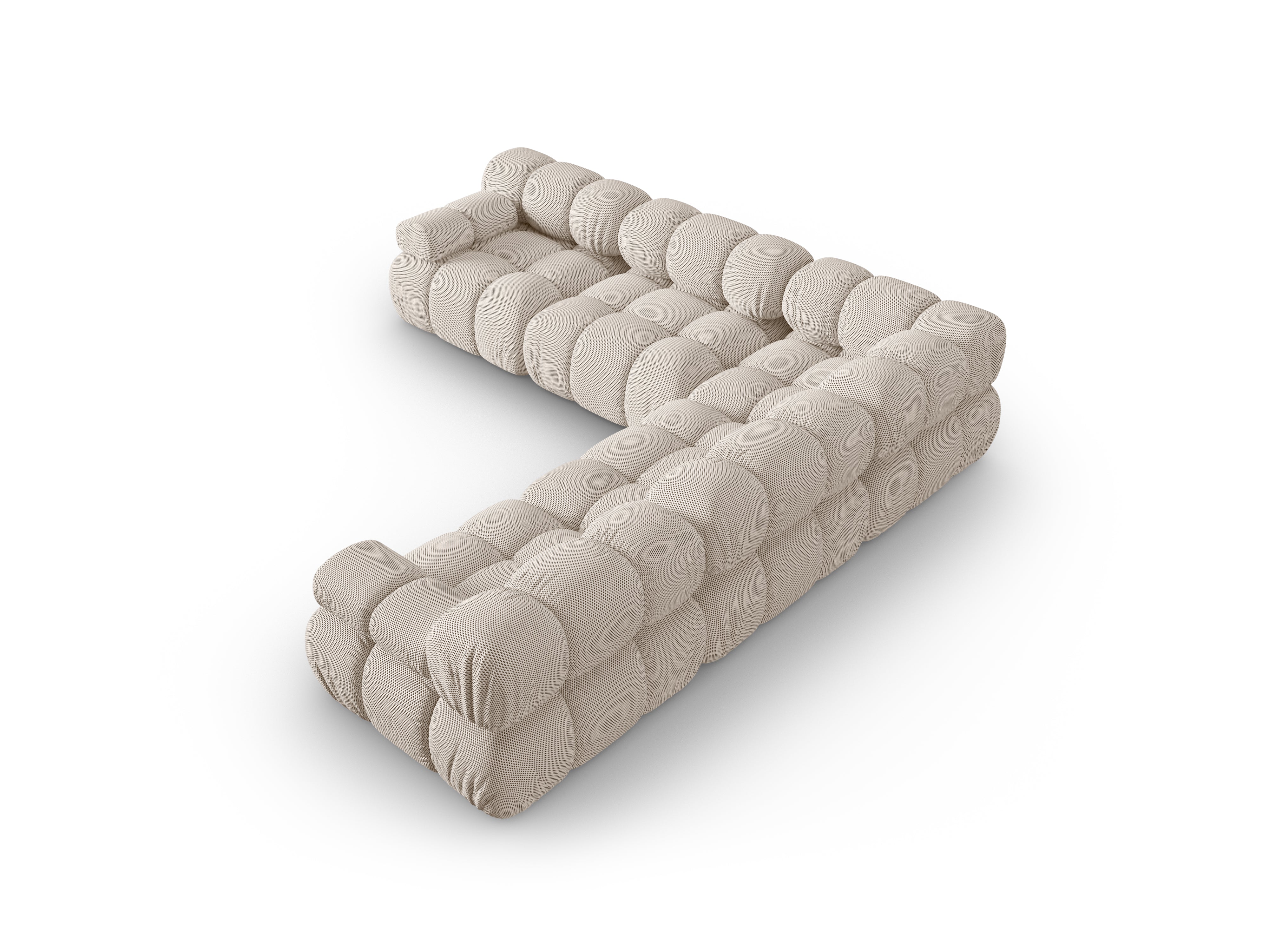Symmetrische hoekbank BELLIS in beige 3D-stof
