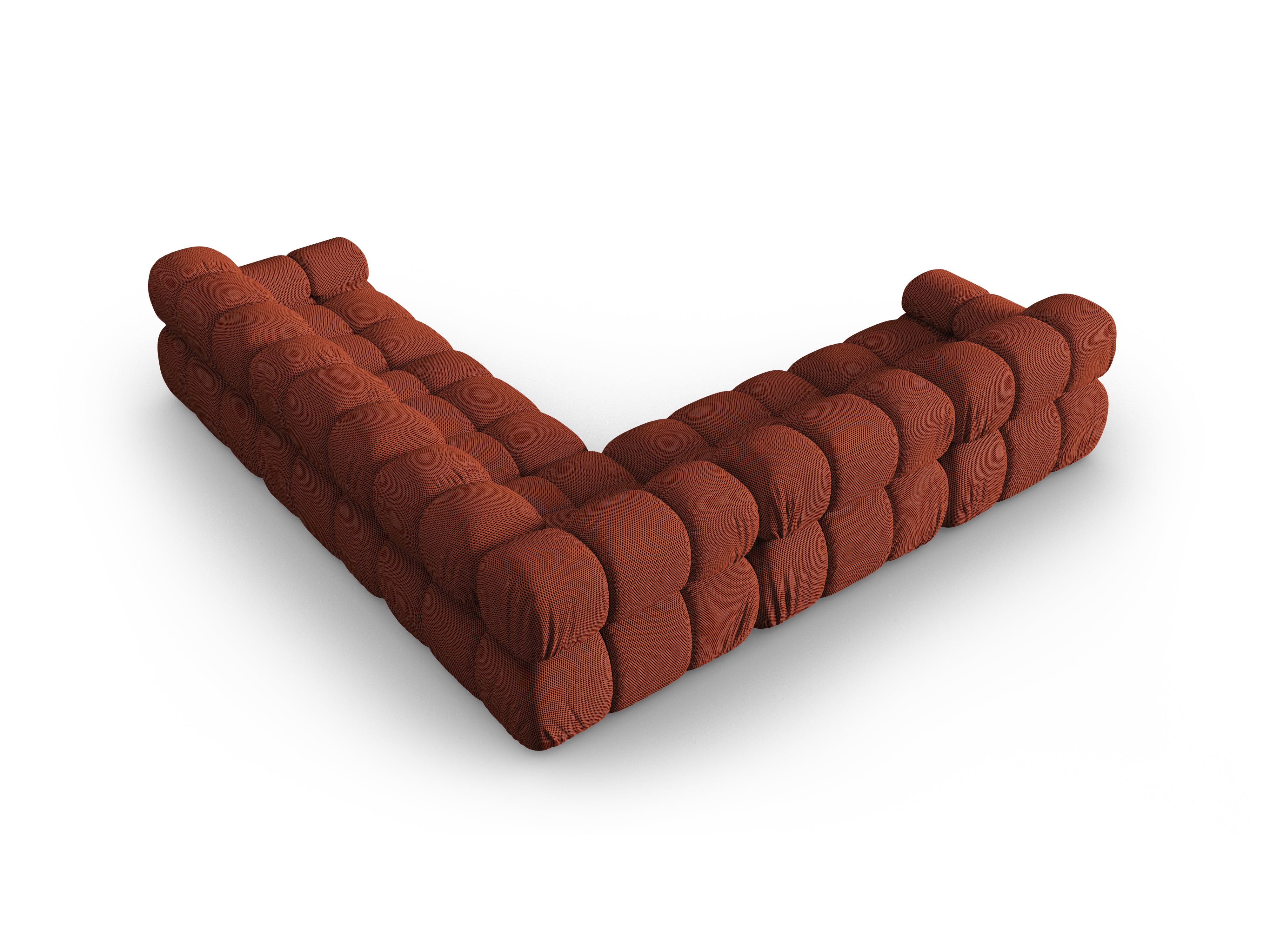 Symmetrische BELLIS hoekbank in baksteen kleur 3D stof