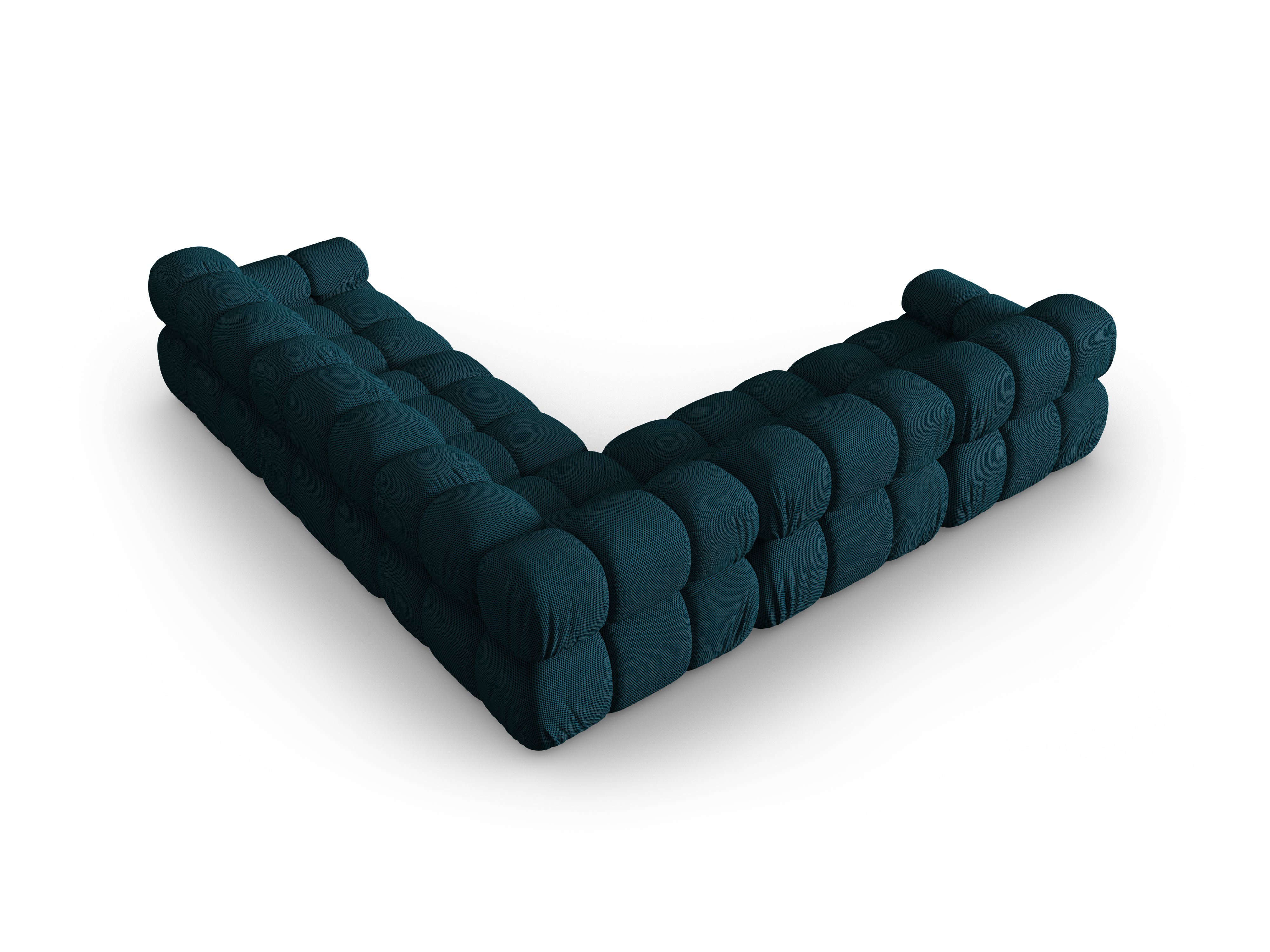 Symmetrische hoekbank BELLIS in zeegroene 3D-stof