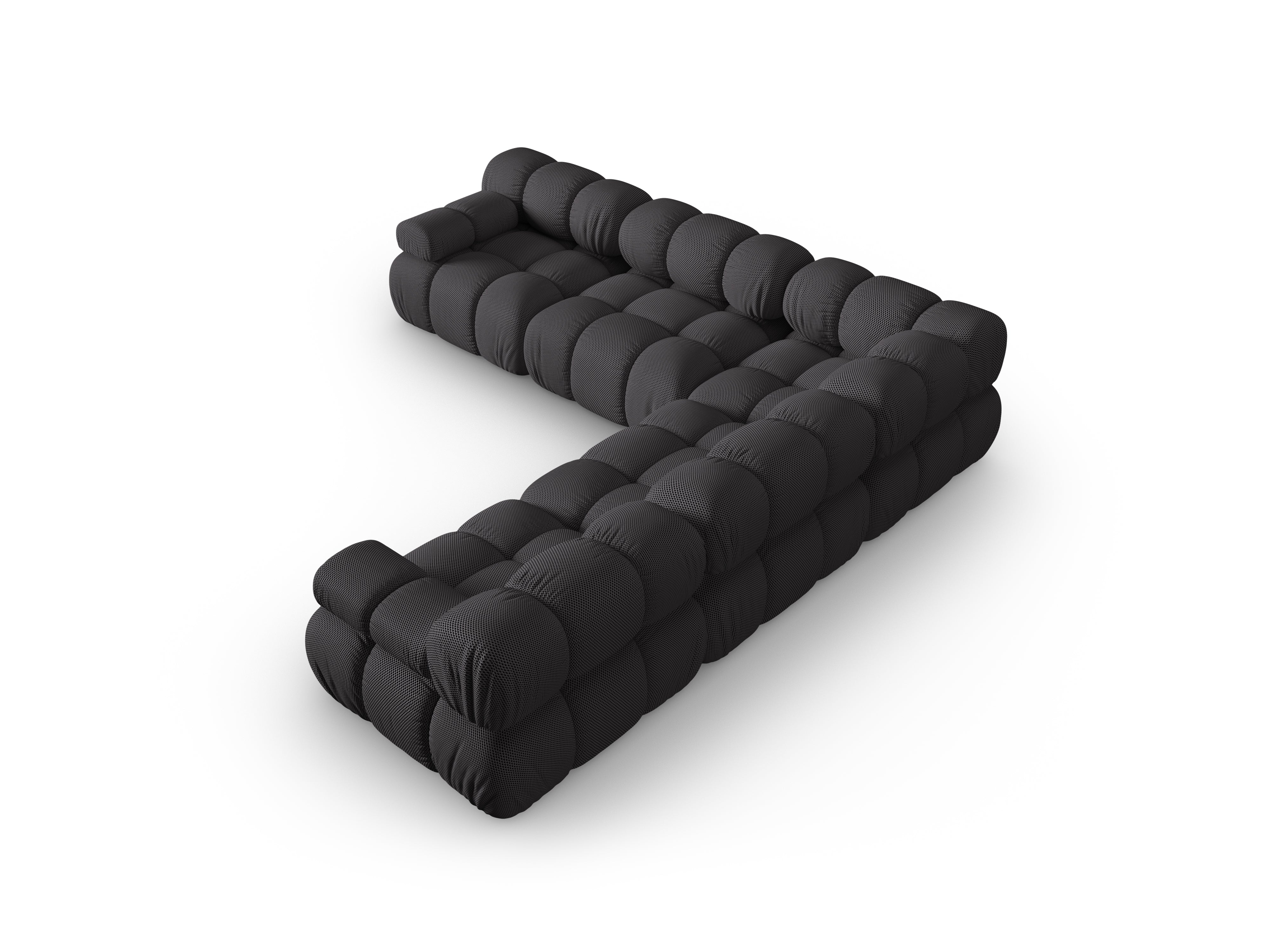 Symmetrische BELLIS hoekbank in donkergrijze 3D-stof