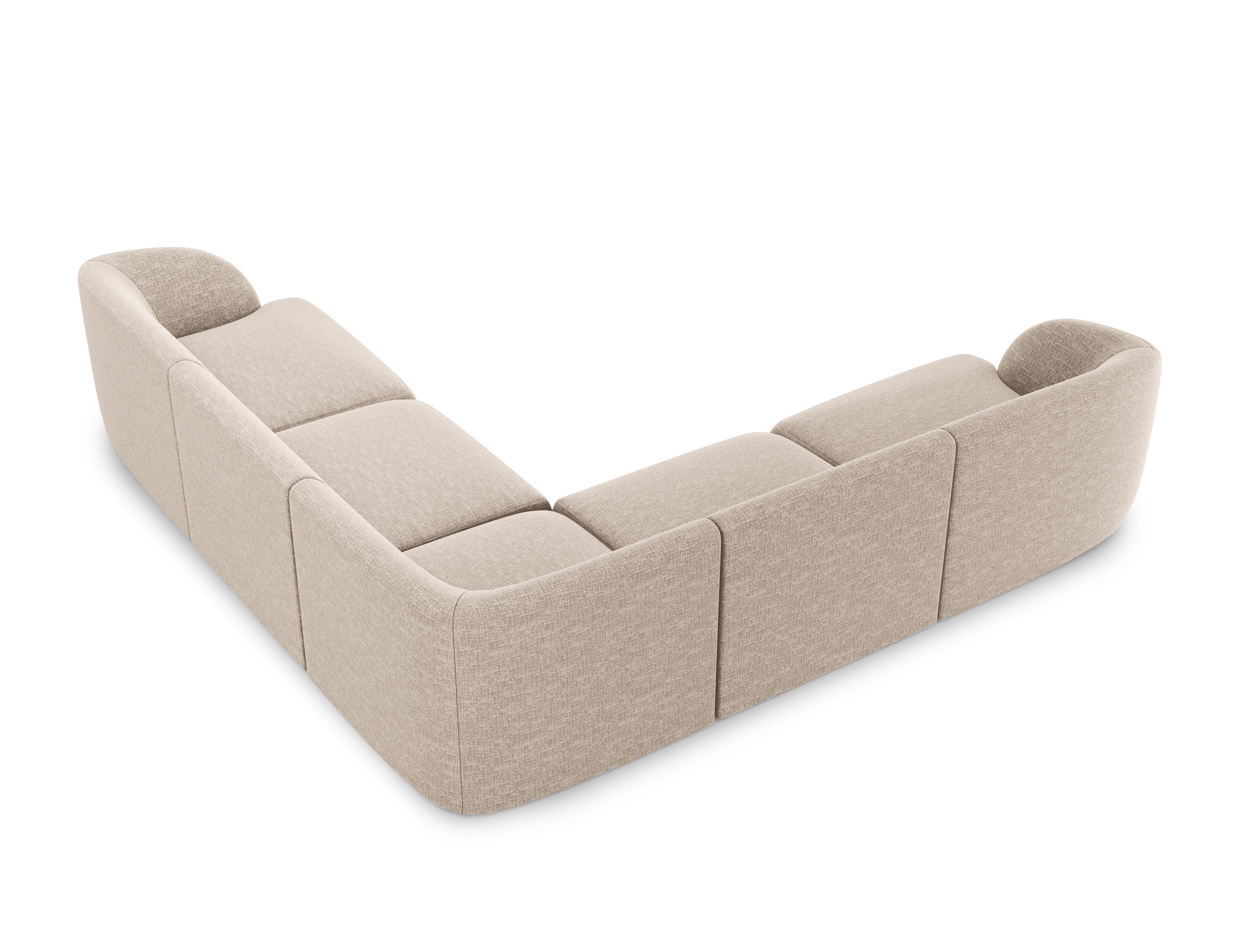 Symmetrisches 5-Sitzer Sofa MILEY in beigem Chenille