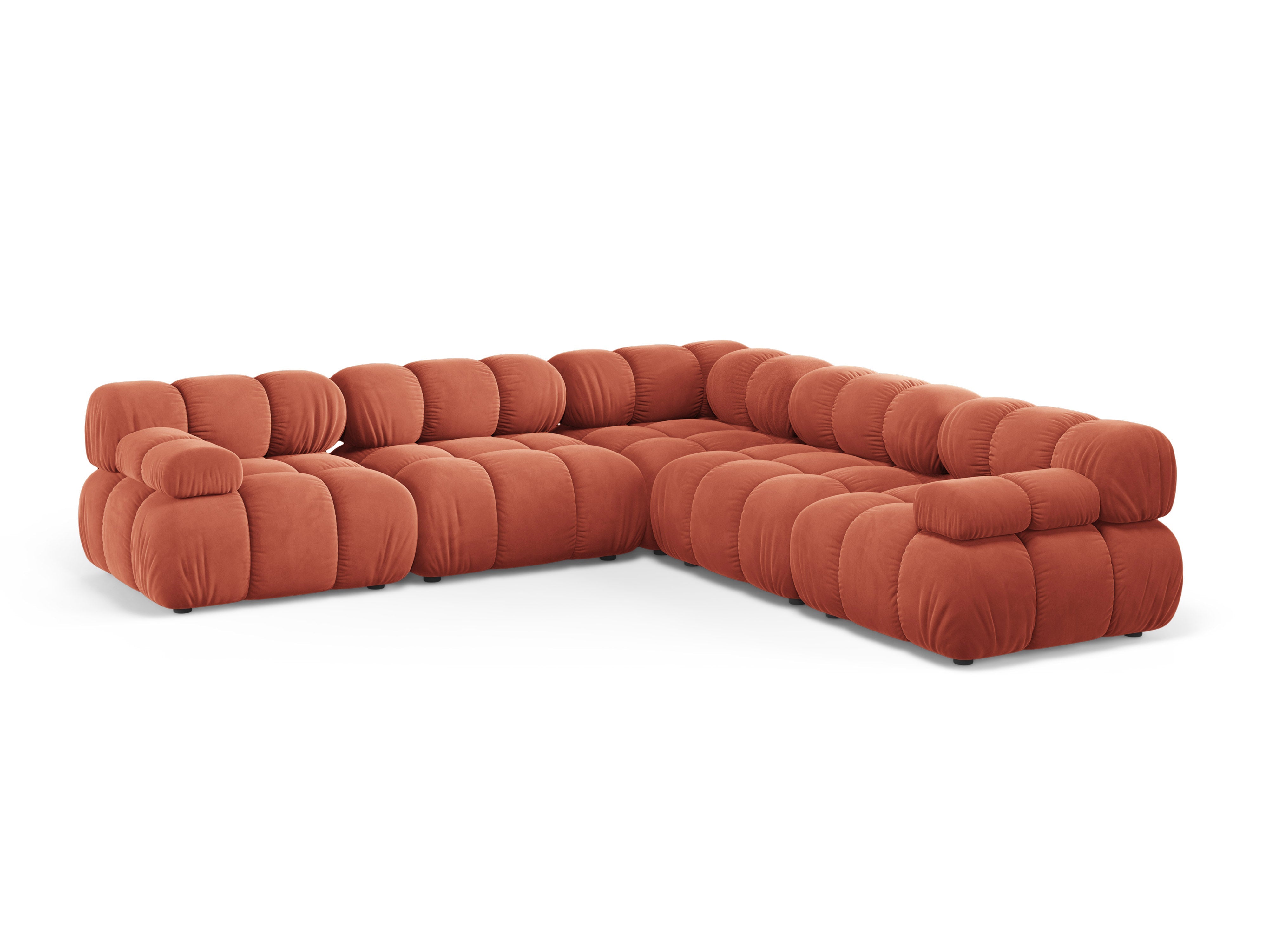 Symmetrische hoekbank BELLIS koraalvelours