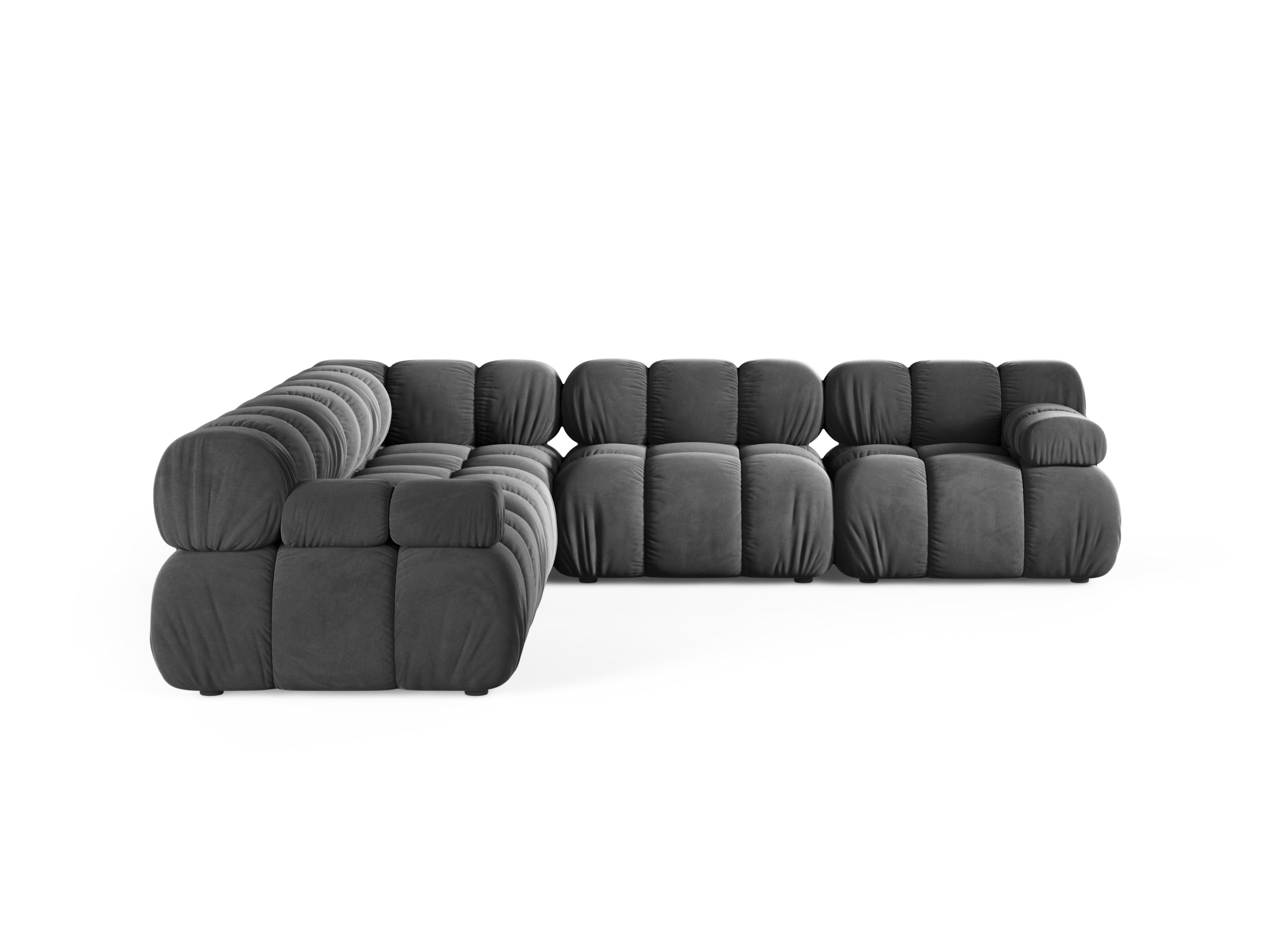 Symmetrische hoekbank BELLIS donkergrijs velours