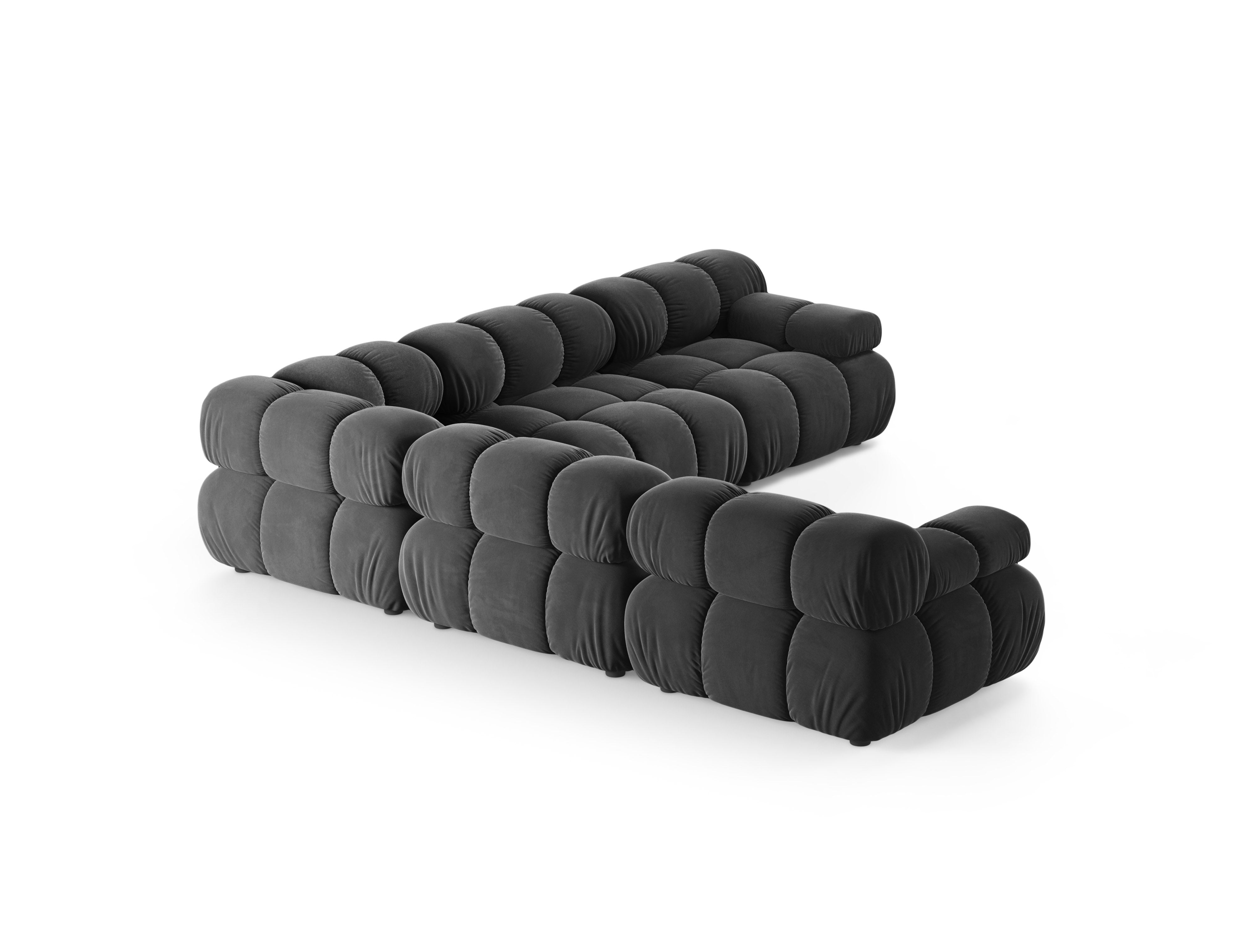 Symmetrische hoekbank BELLIS donkergrijs velours