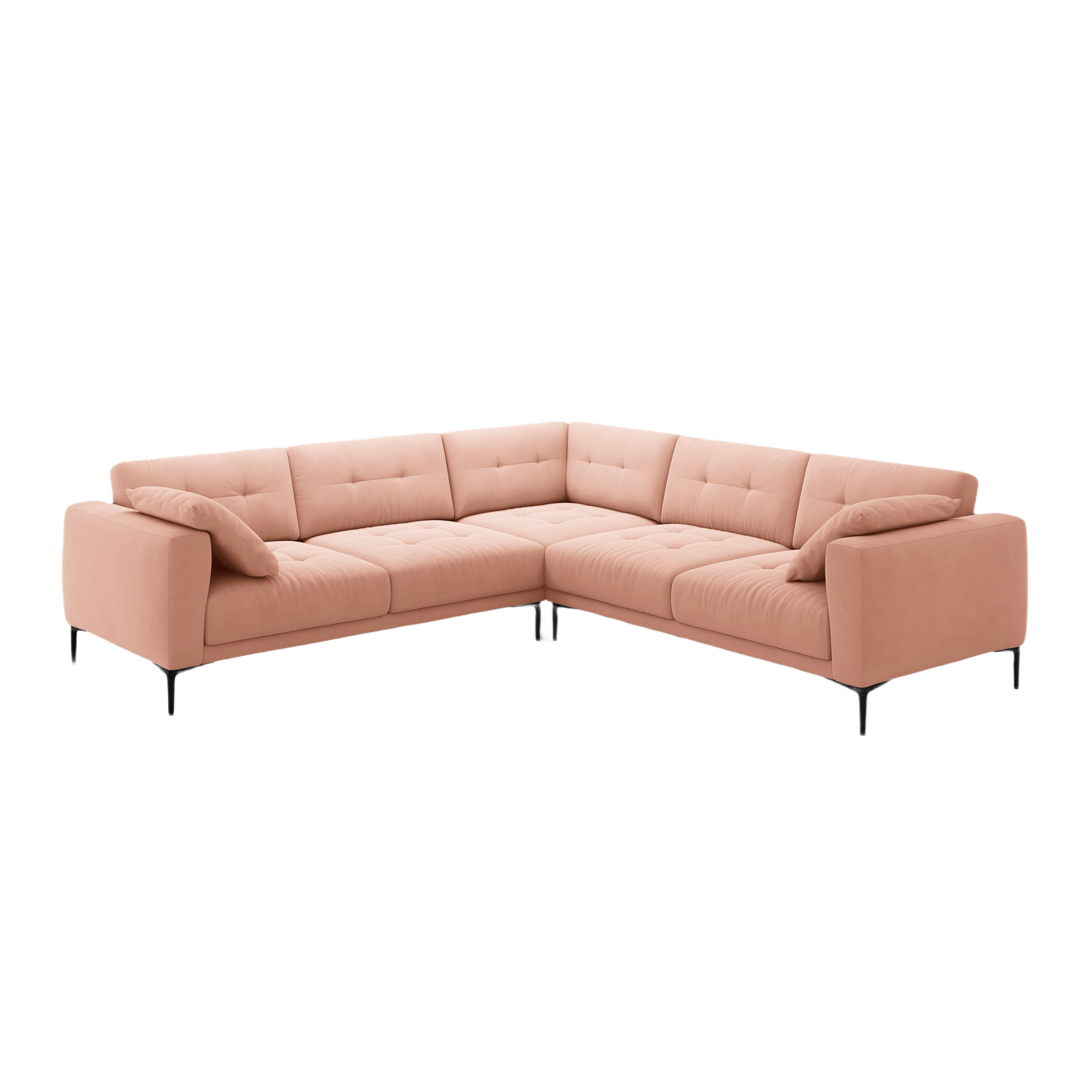 Symmetrical Velvet Corner Sofa BEMY Pink