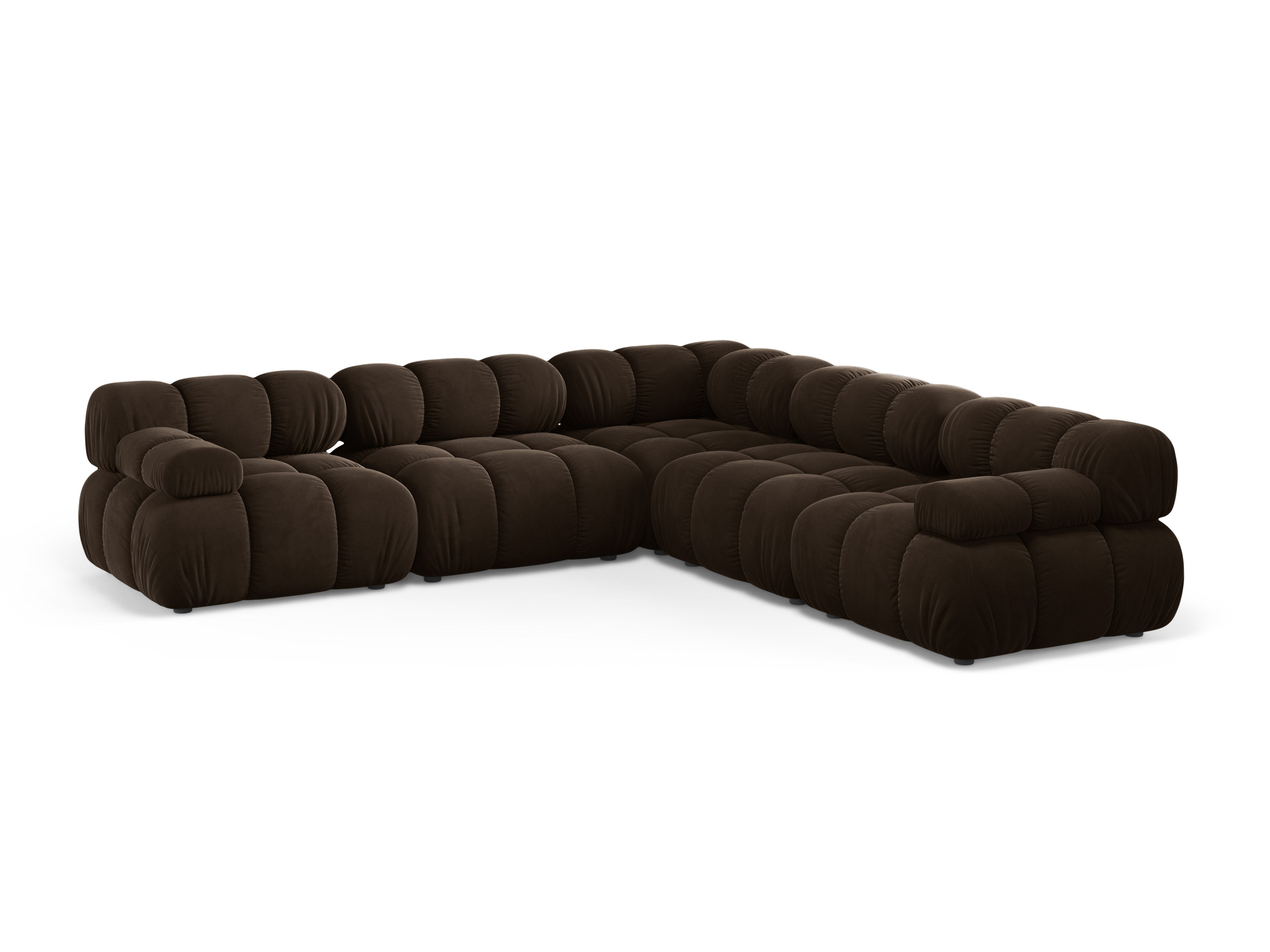 Symmetrische fluwelen hoekbank BELLIS in chocoladebruin