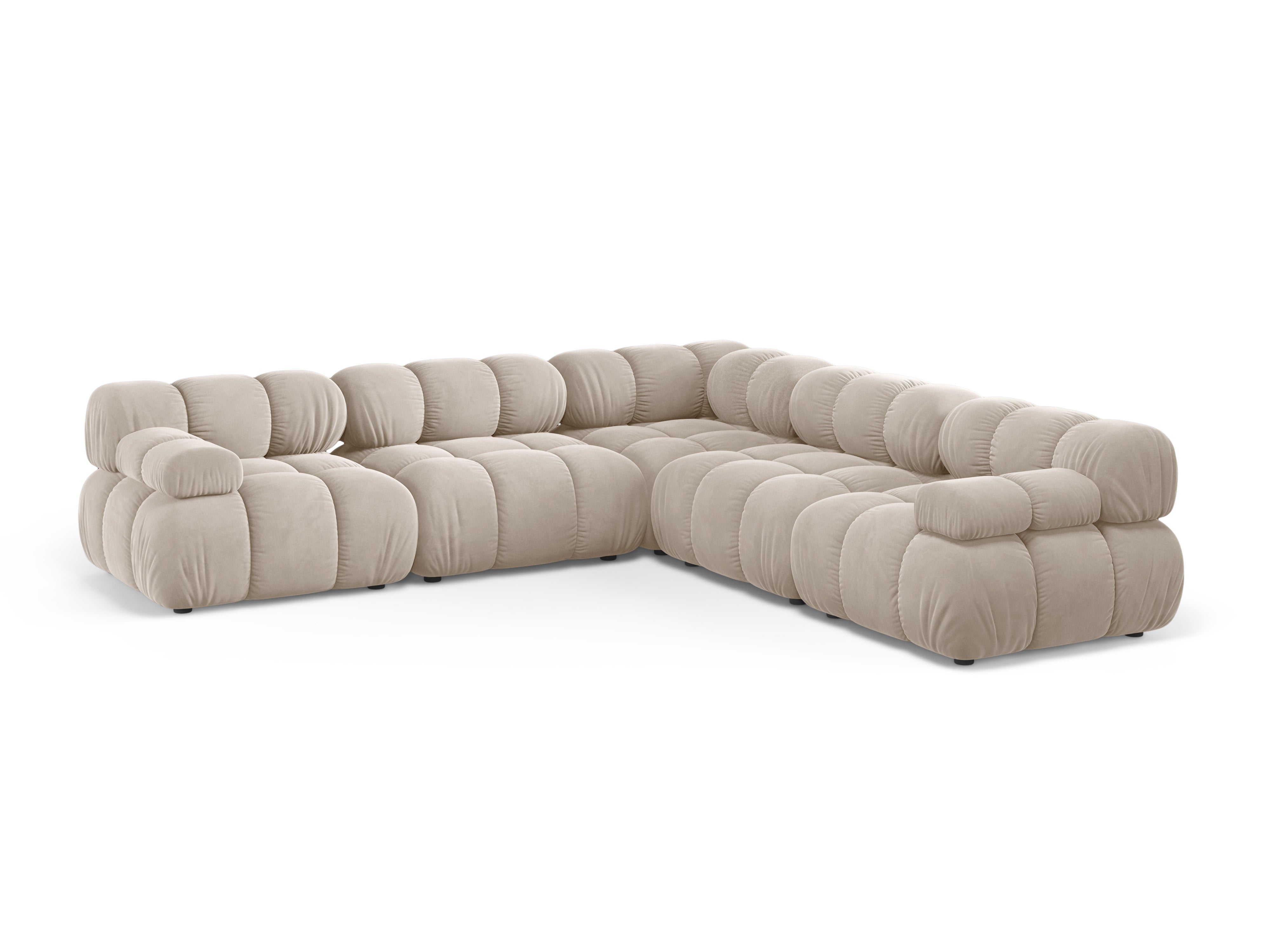 Symmetrische fluwelen hoekbank BELLIS beige