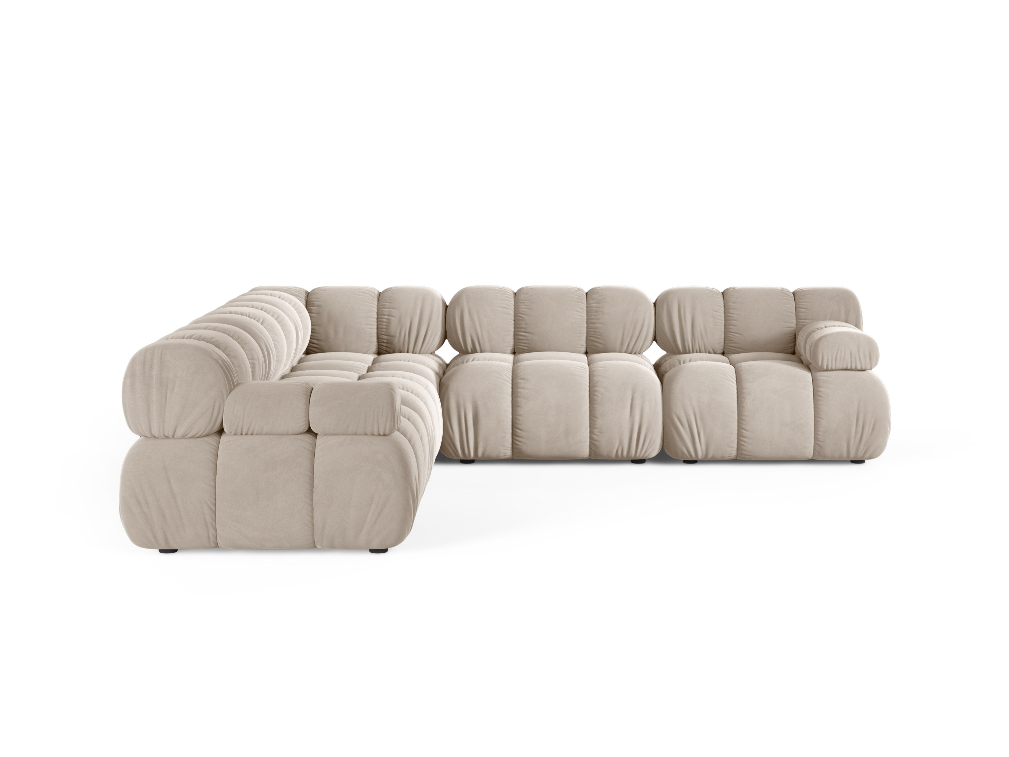 Symmetrische fluwelen hoekbank BELLIS beige