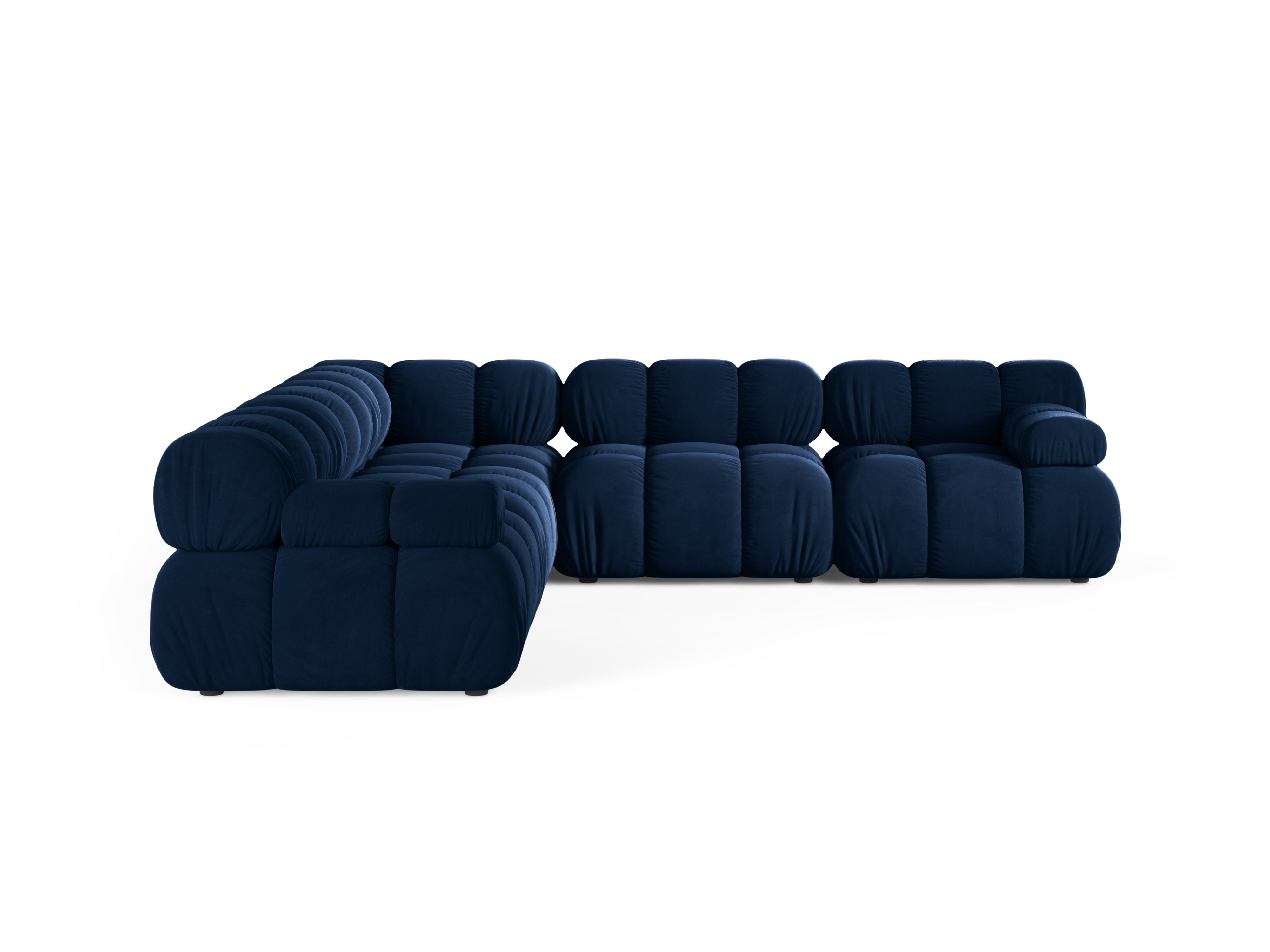 Symmetrische fluwelen hoekbank BELLIS in koninklijk blauw