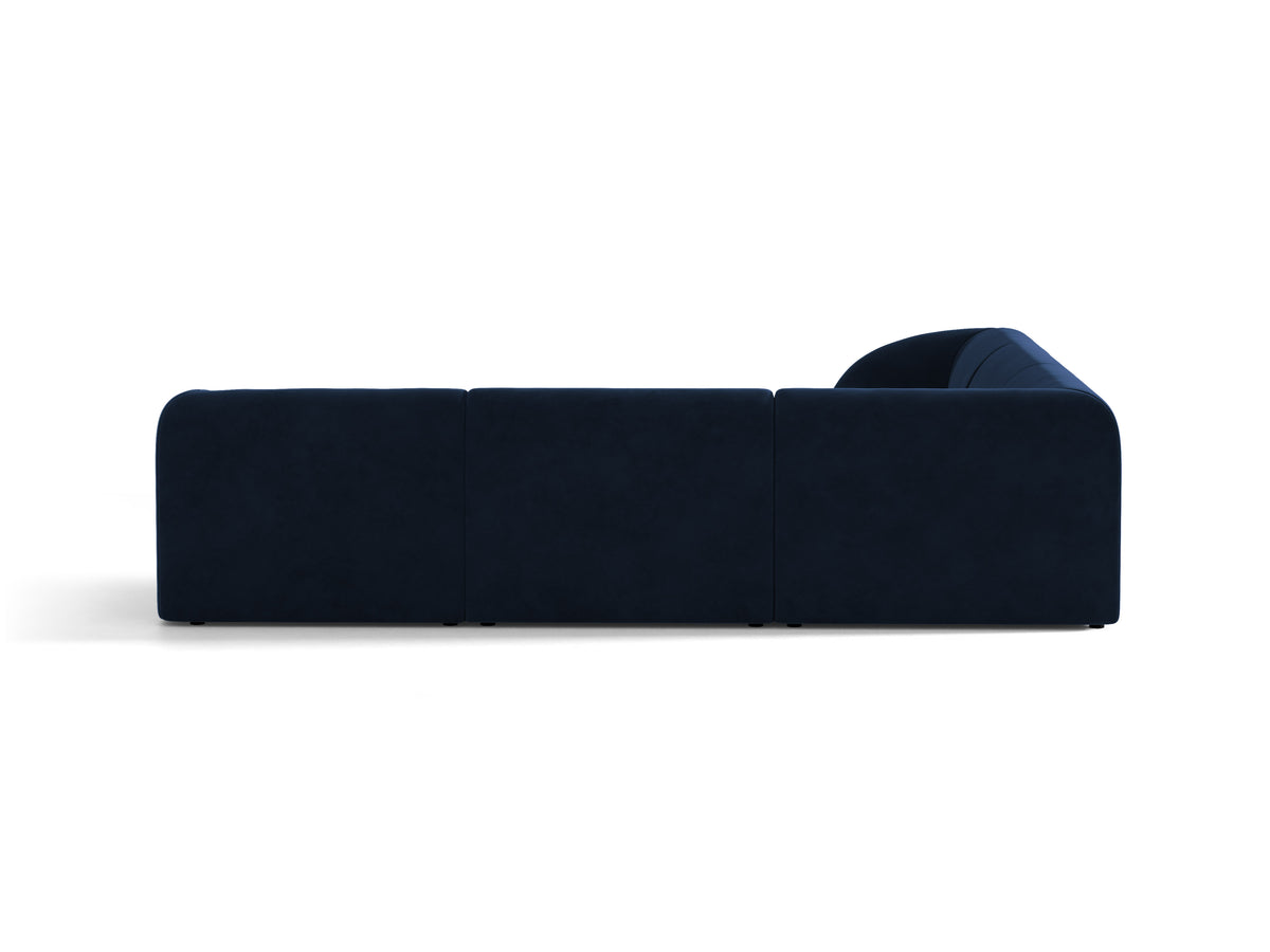 Fluwelen hoekbank voor 5 personen MILEY marineblauw