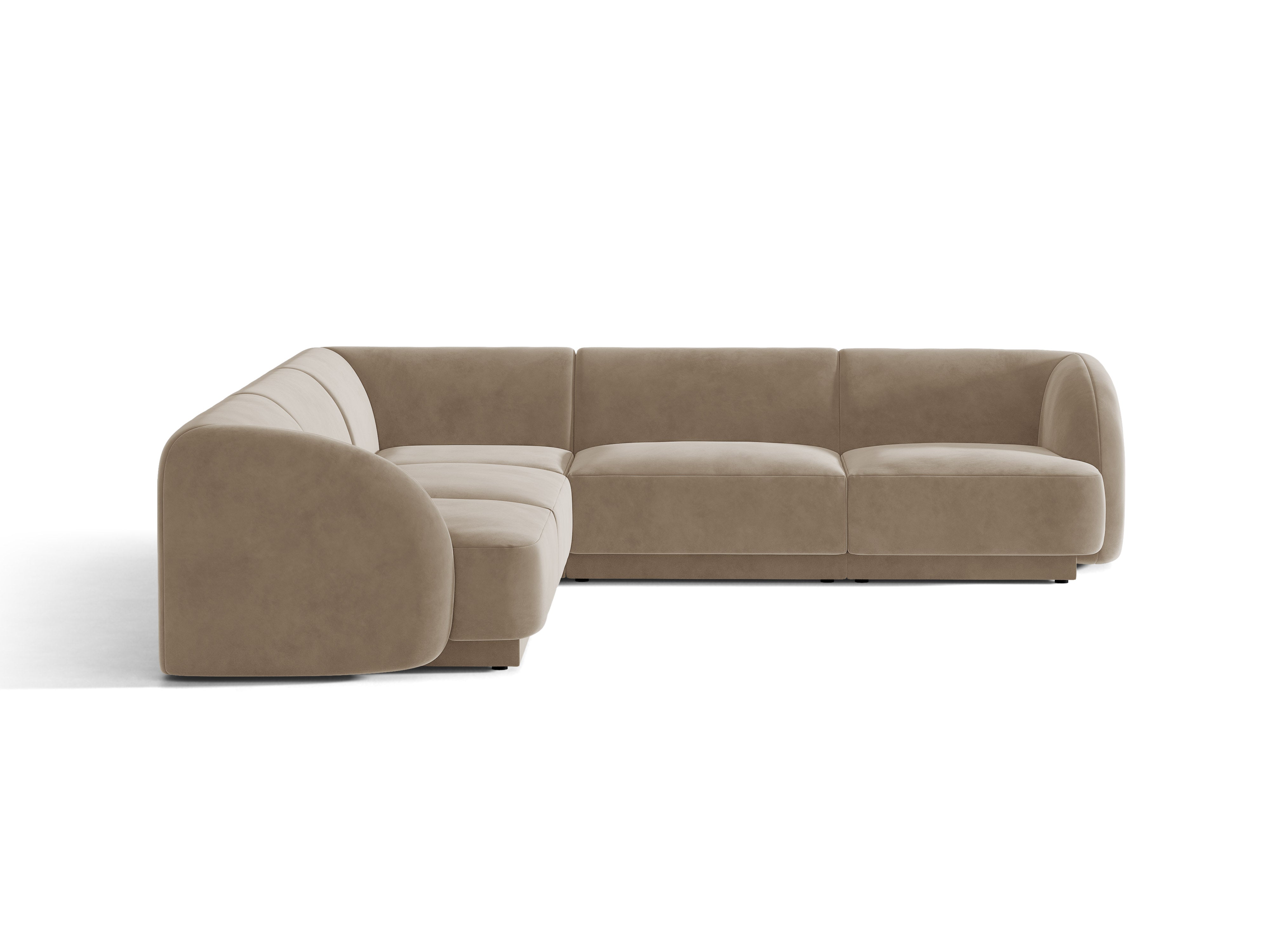 Narożnik aksamitny 5-osobowy MILEY cappuccino – sofa narożna