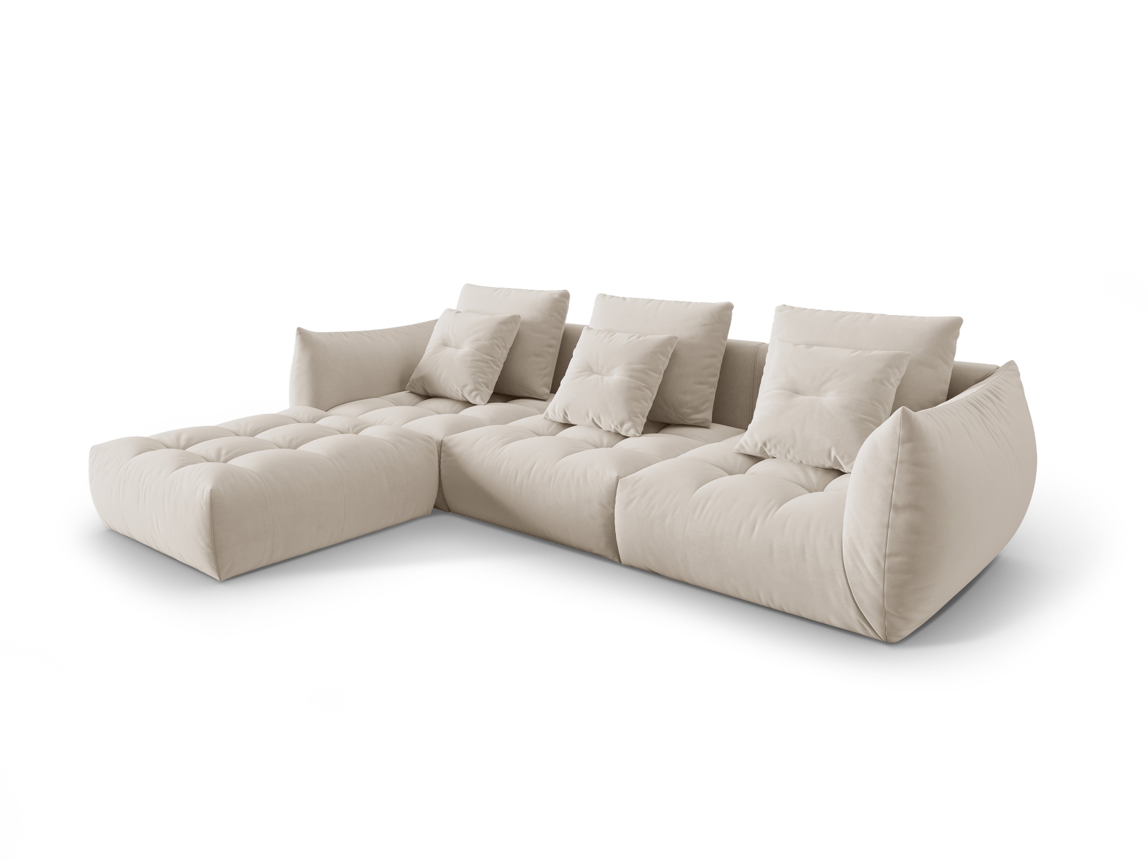 Modular Velvet Corner Sofa BLOOM Ecru