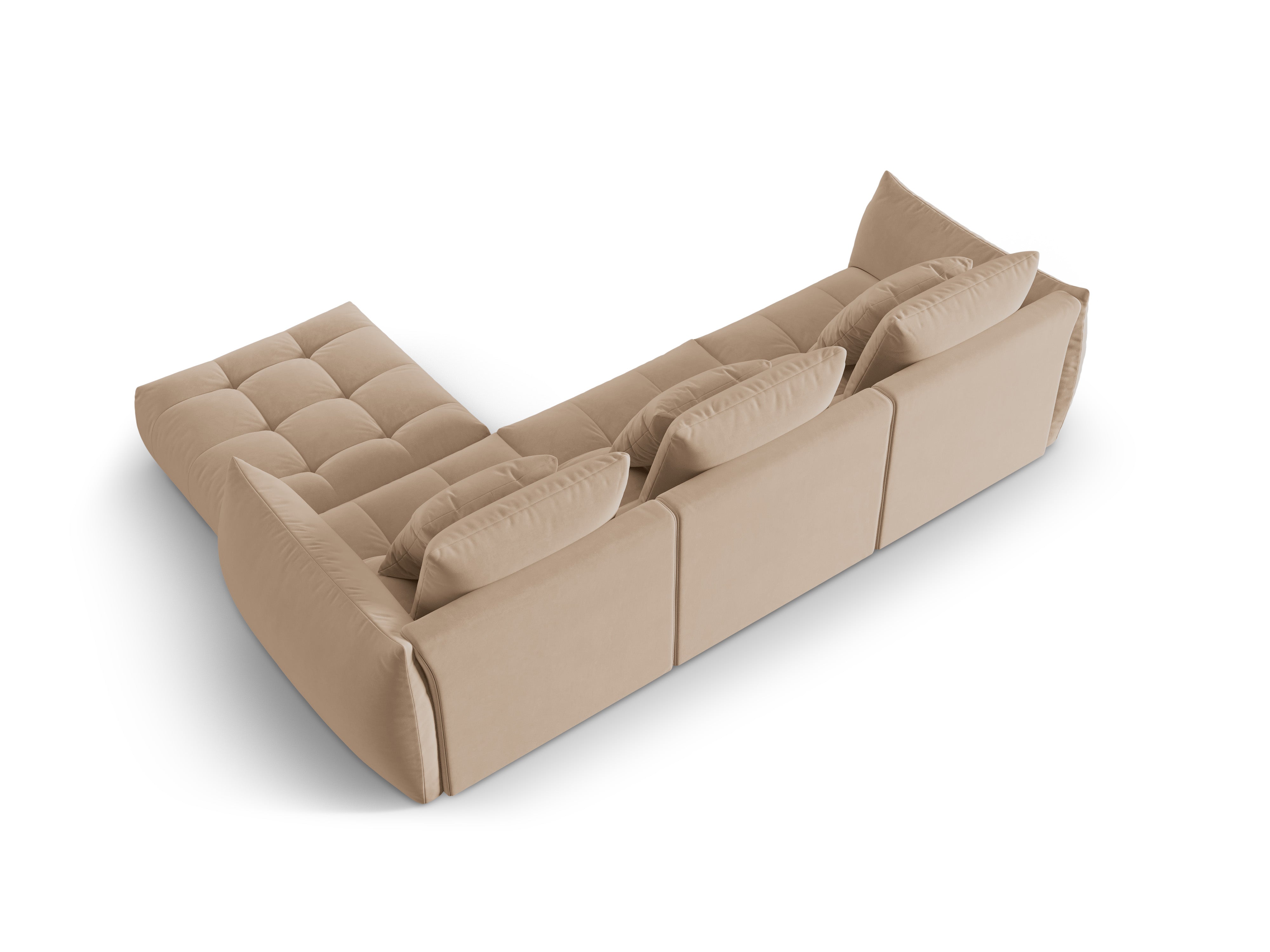 Modulaire fluwelen hoekbank BLOOM zandkleurig