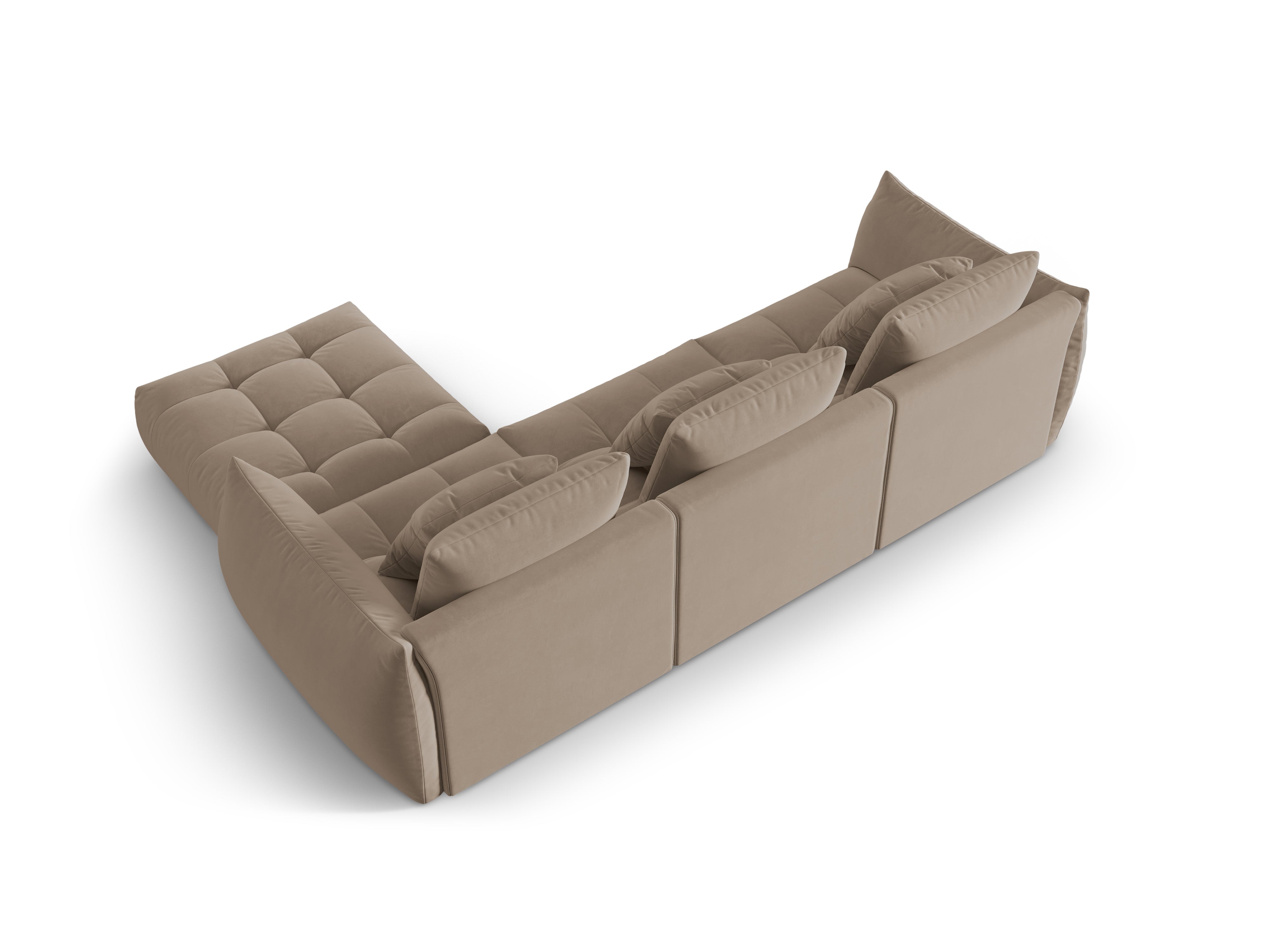 Modulaire fluwelen hoekbank BLOOM lichtbruin