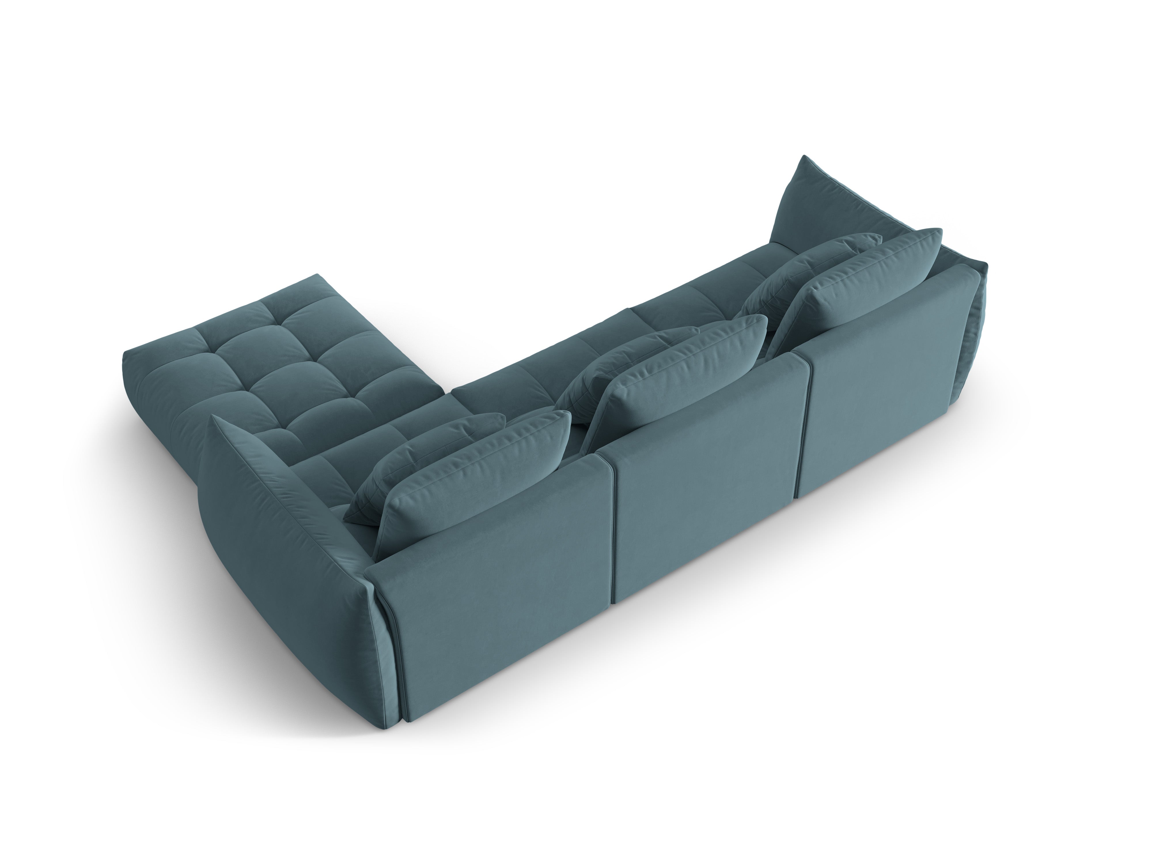 Modulaire fluwelen hoekbank BLOOM lichtblauw