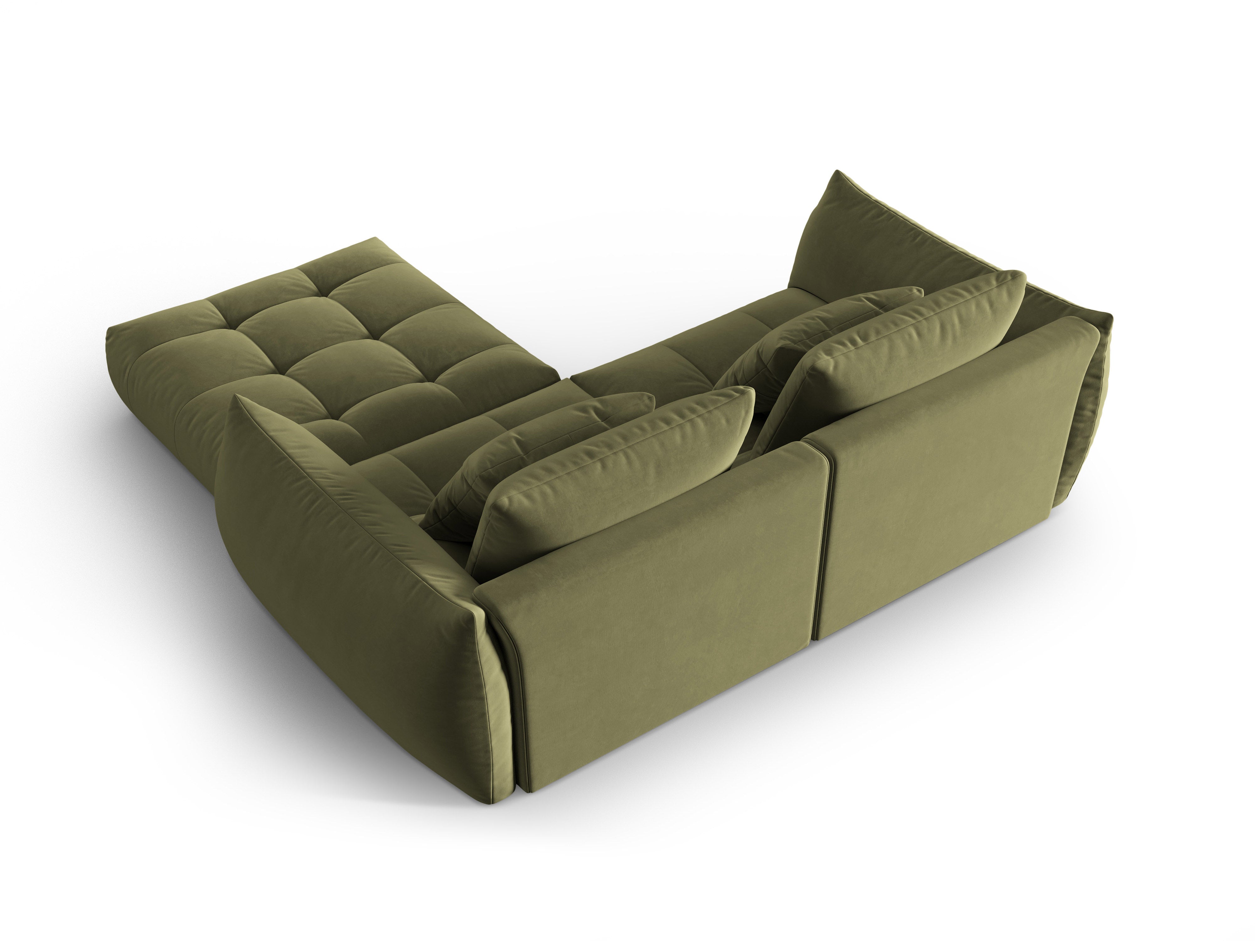 Modular velvet corner sofa for 3 people BLOOM green