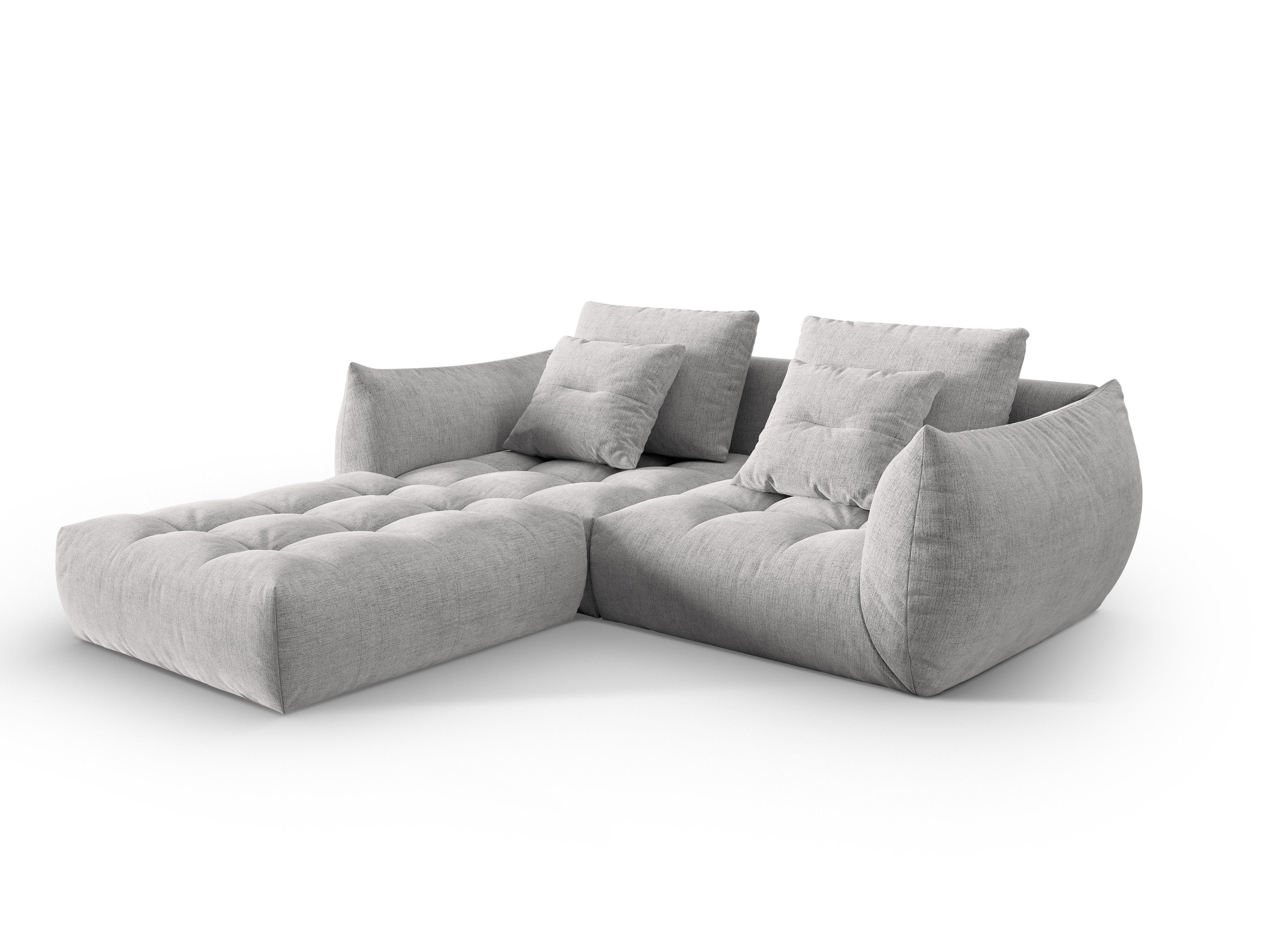 Modulares 3-Sitzer-Sofa BLOOM silberner Chenille