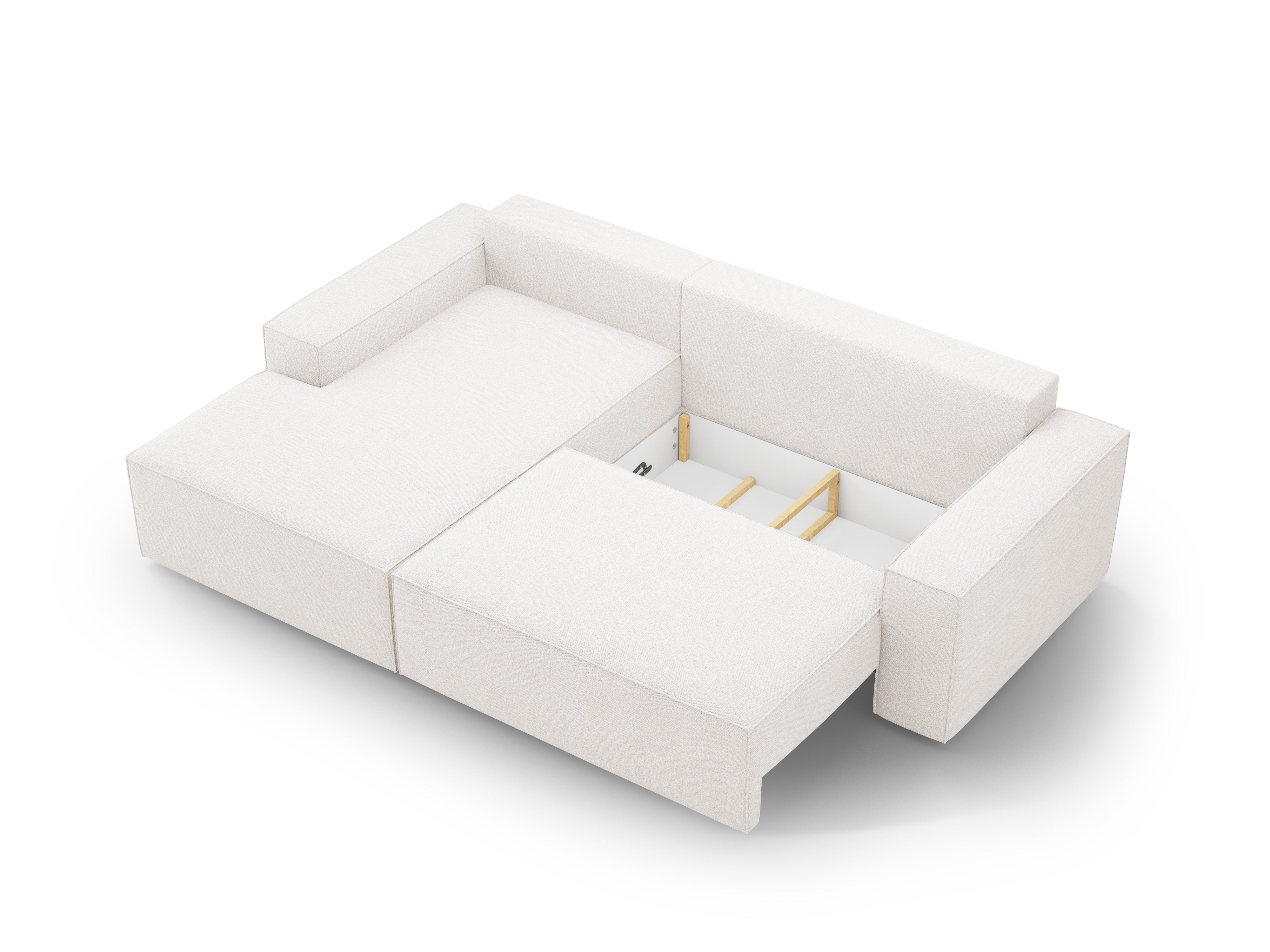 Left-facing corner sofa bed JODIE white boucle