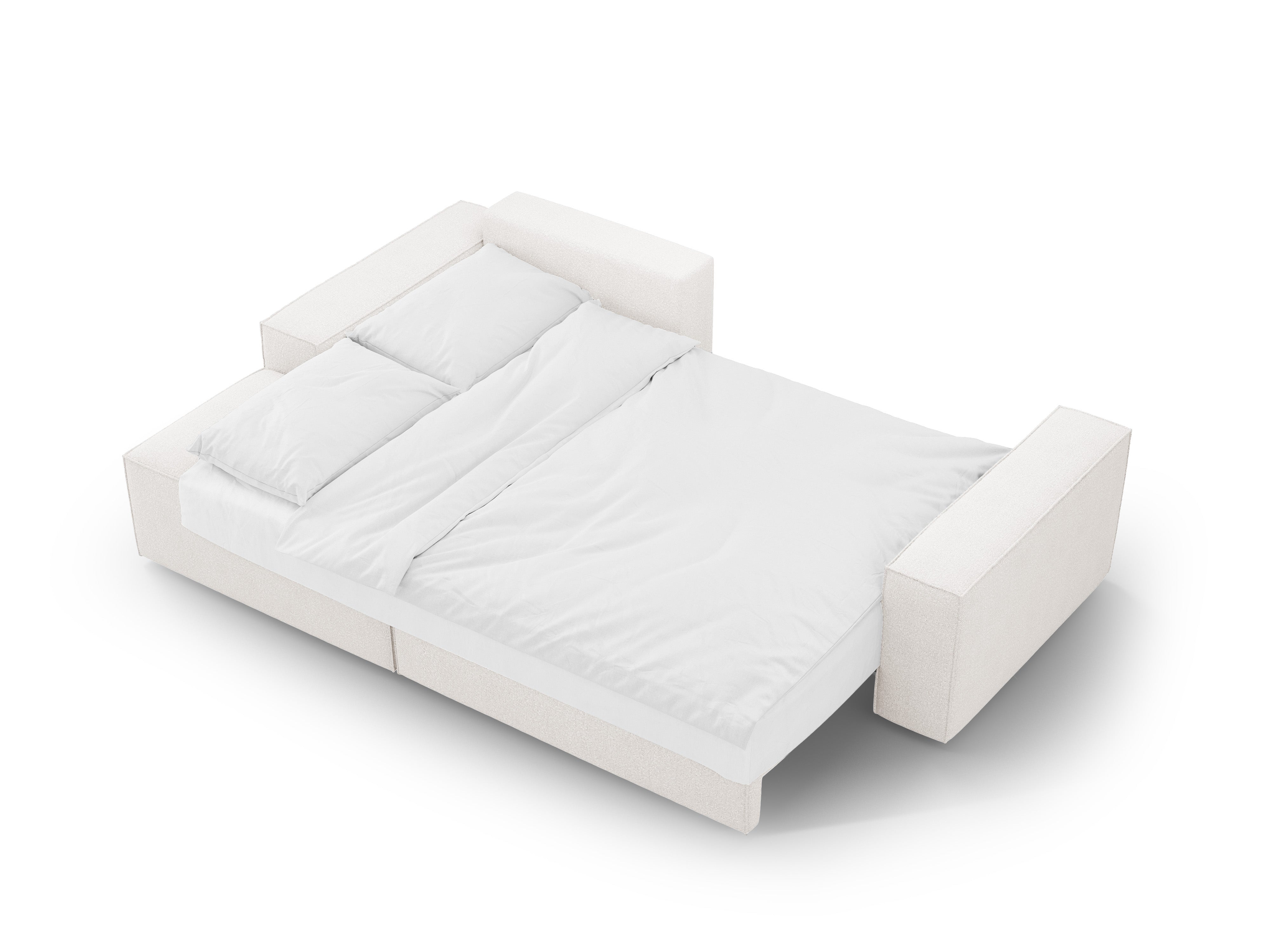 Left-facing corner sofa bed JODIE white boucle