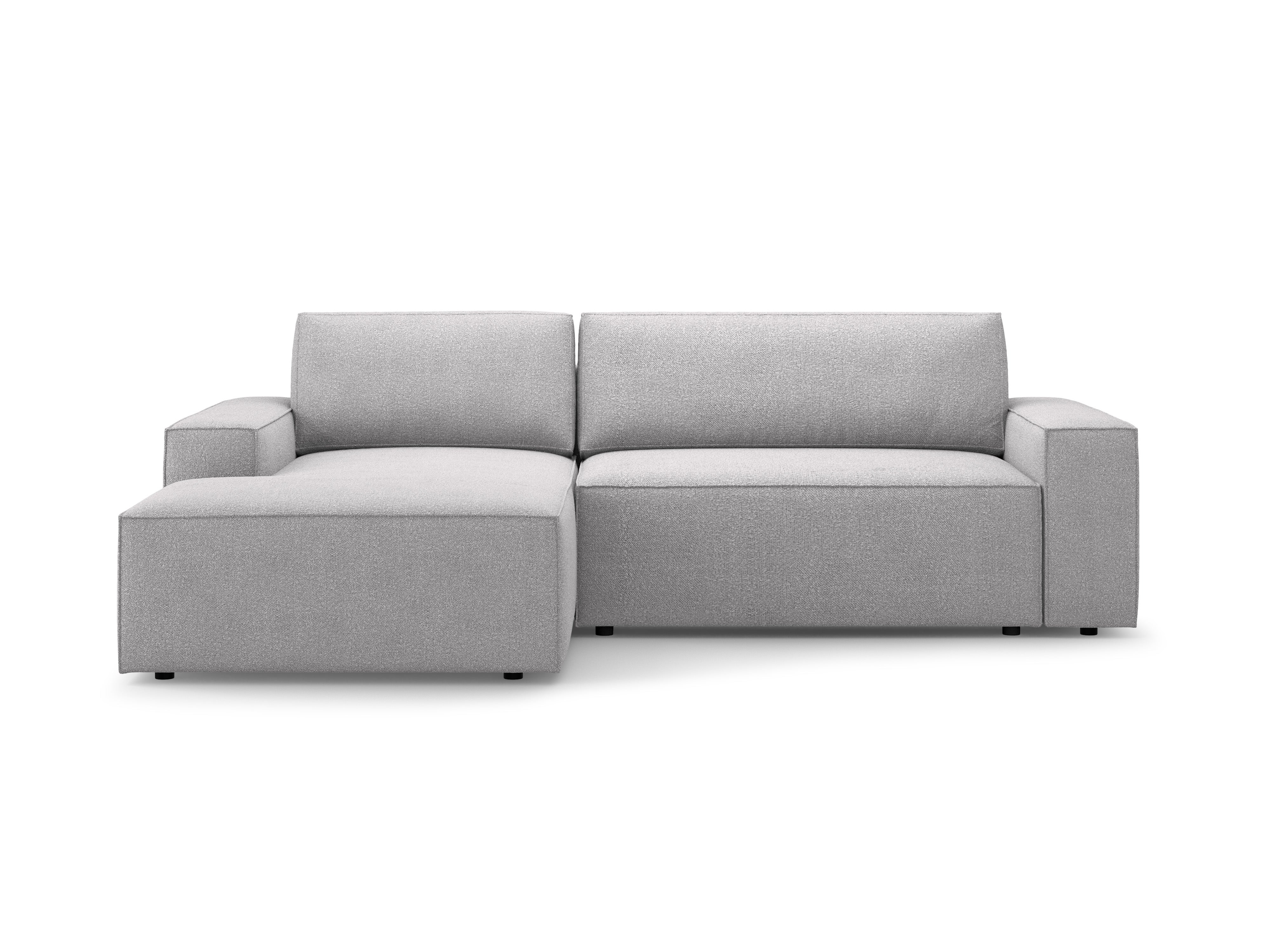 Links hoekbank met slaapfunctie JODIE lichtgrijs boucle