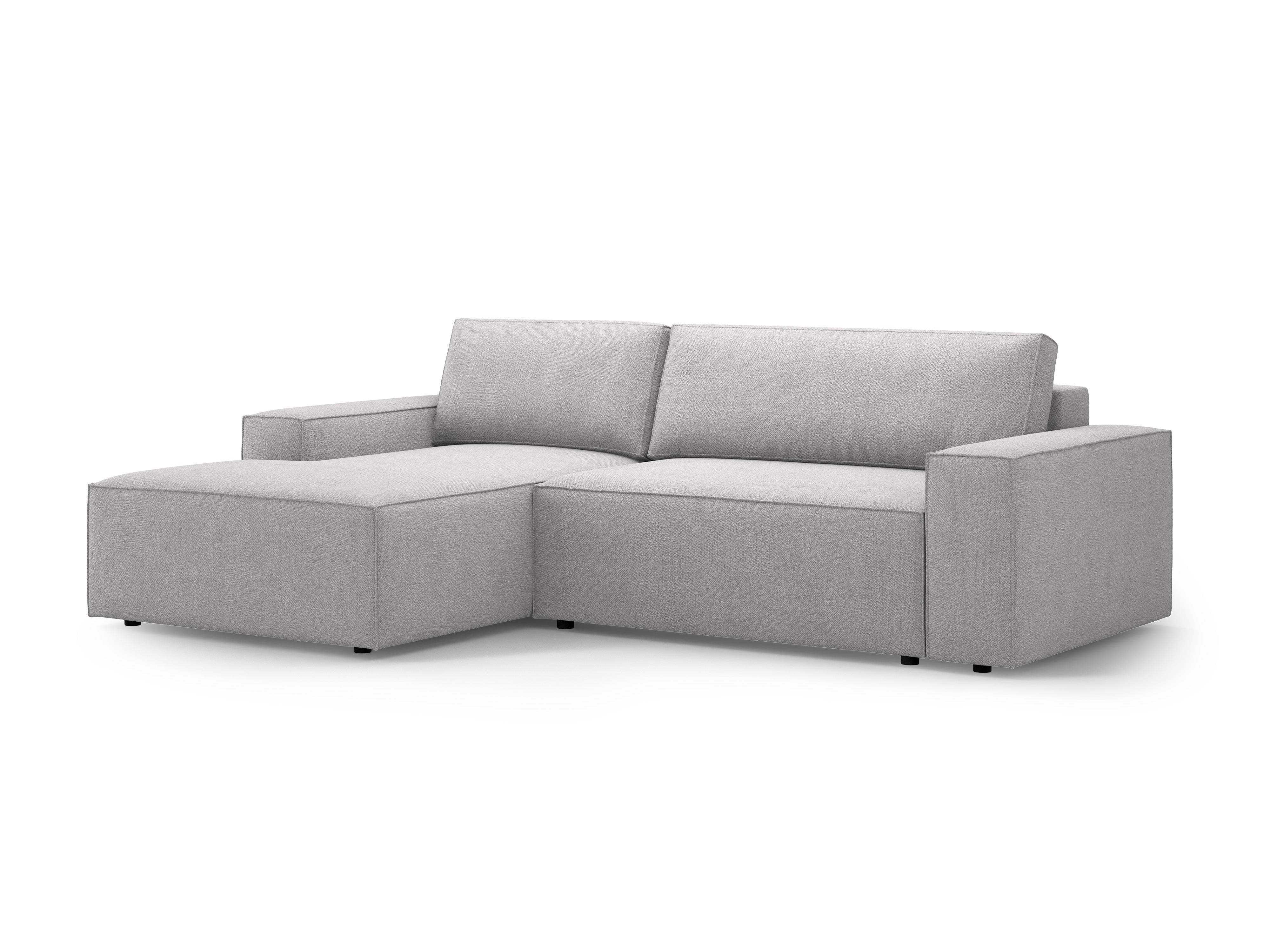 Links hoekbank met slaapfunctie JODIE lichtgrijs boucle
