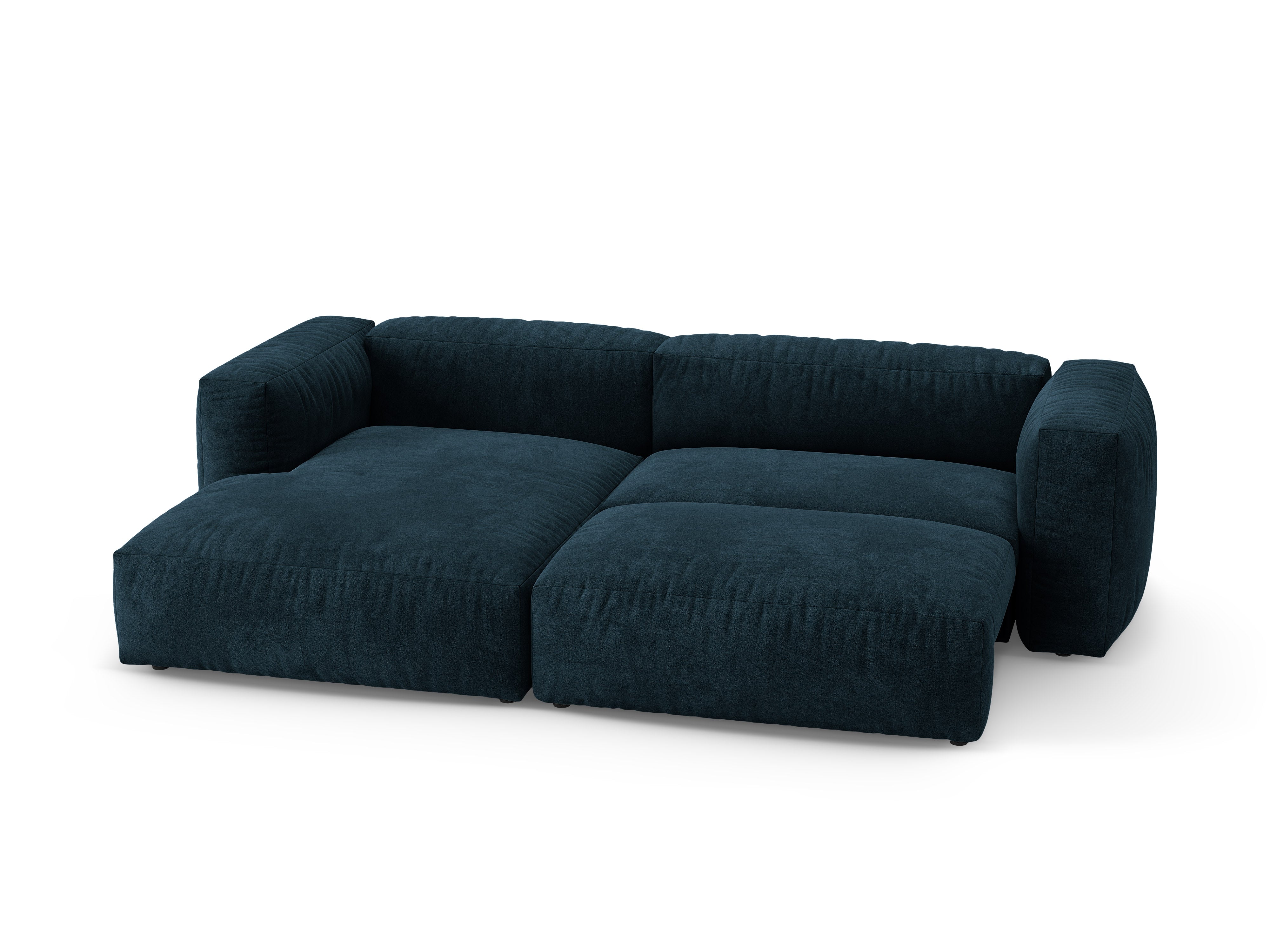 Samt-Ecksofa links mit Schlaffunktion MARTINA tiefes Petrol