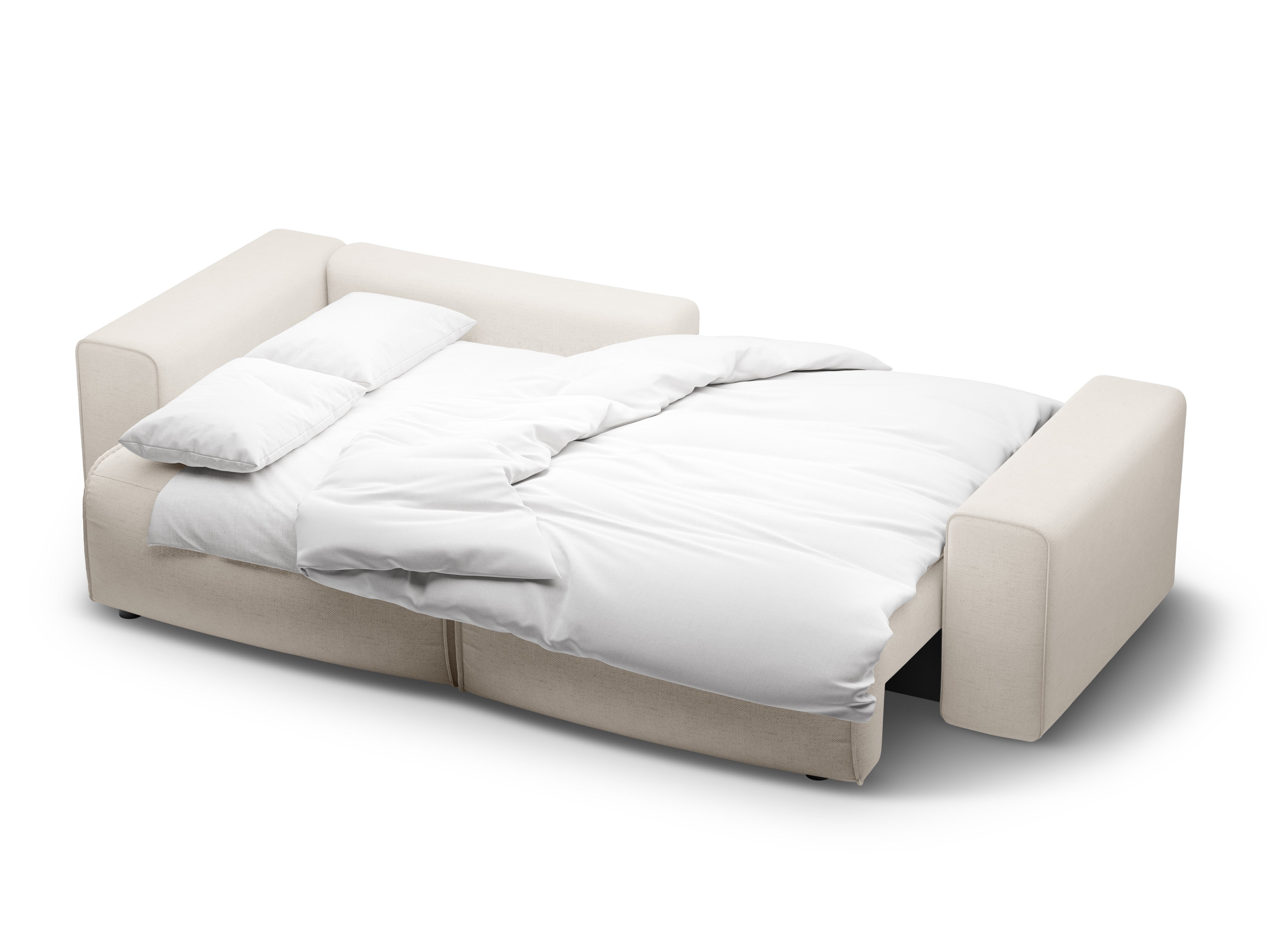 Linksseitiges 3-Sitzer-Sofa mit Schlaffunktion VICTOR in hellbeigem Chenille