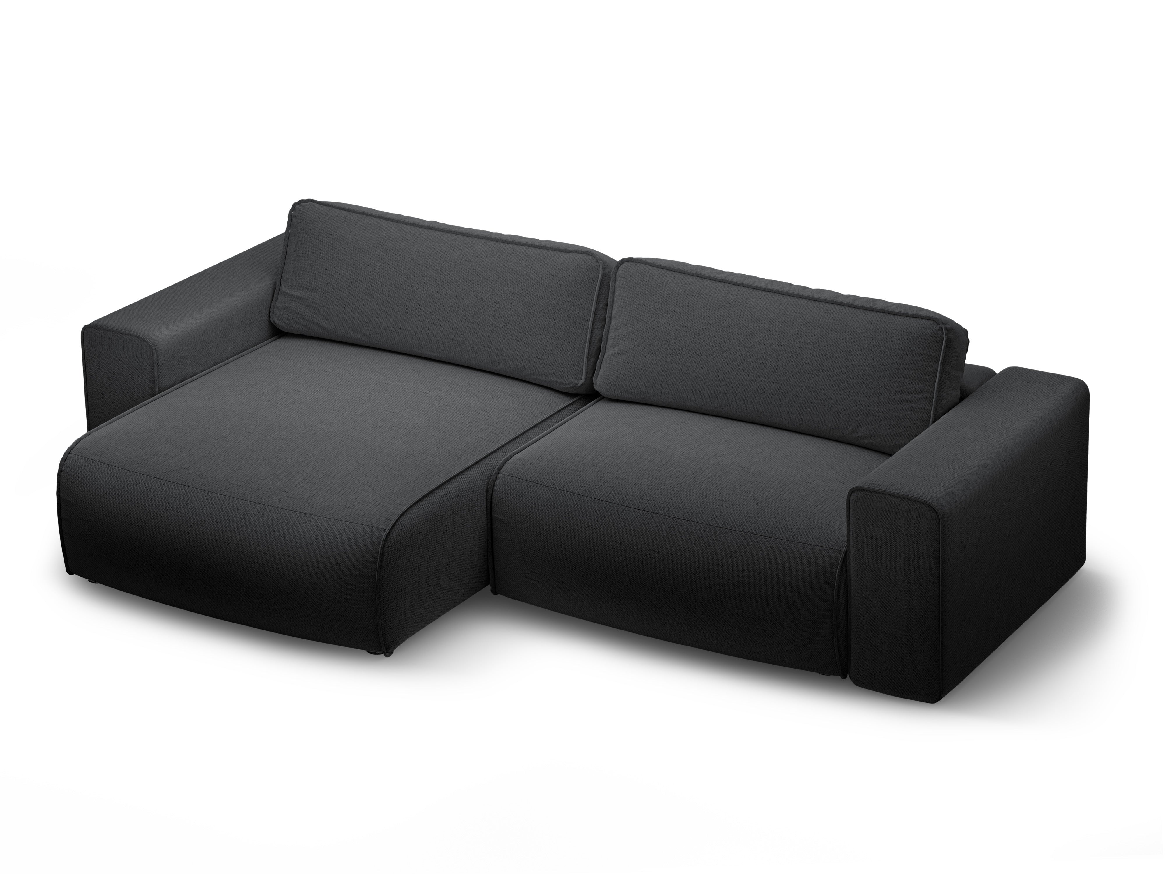 Linksseitiges 3-Sitzer-Sofa mit Schlaffunktion VICTOR in anthrazitfarbenem Chenille