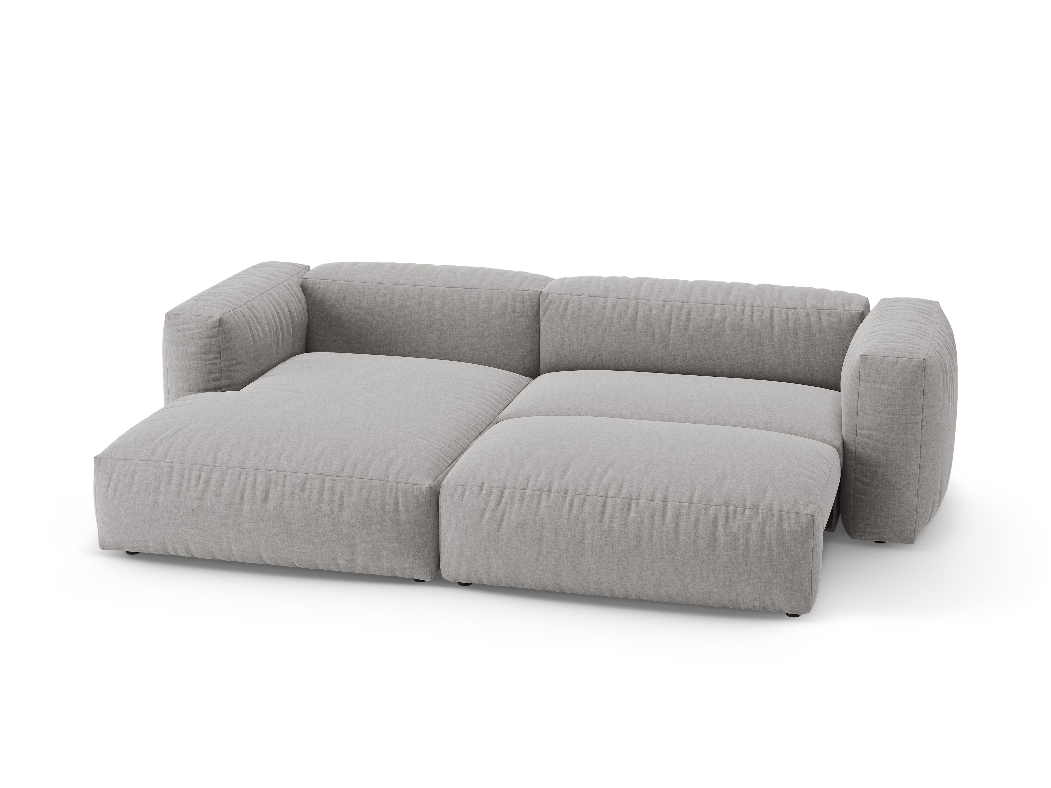Links loungebank met slaapfunctie MARTINA lichtgrijs