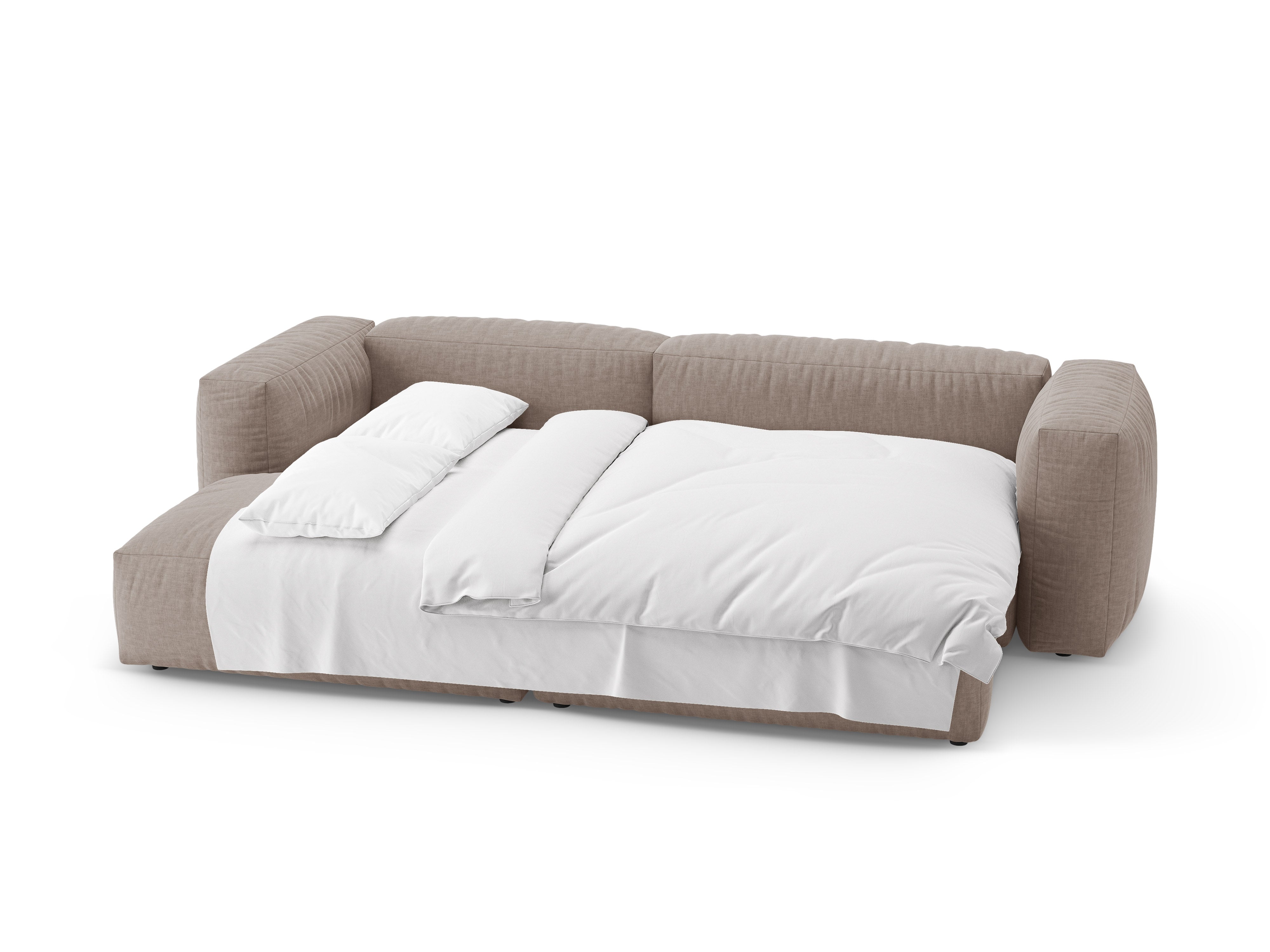 Links loungebank met slaapfunctie MARTINA donkerbeige [Ewelina]