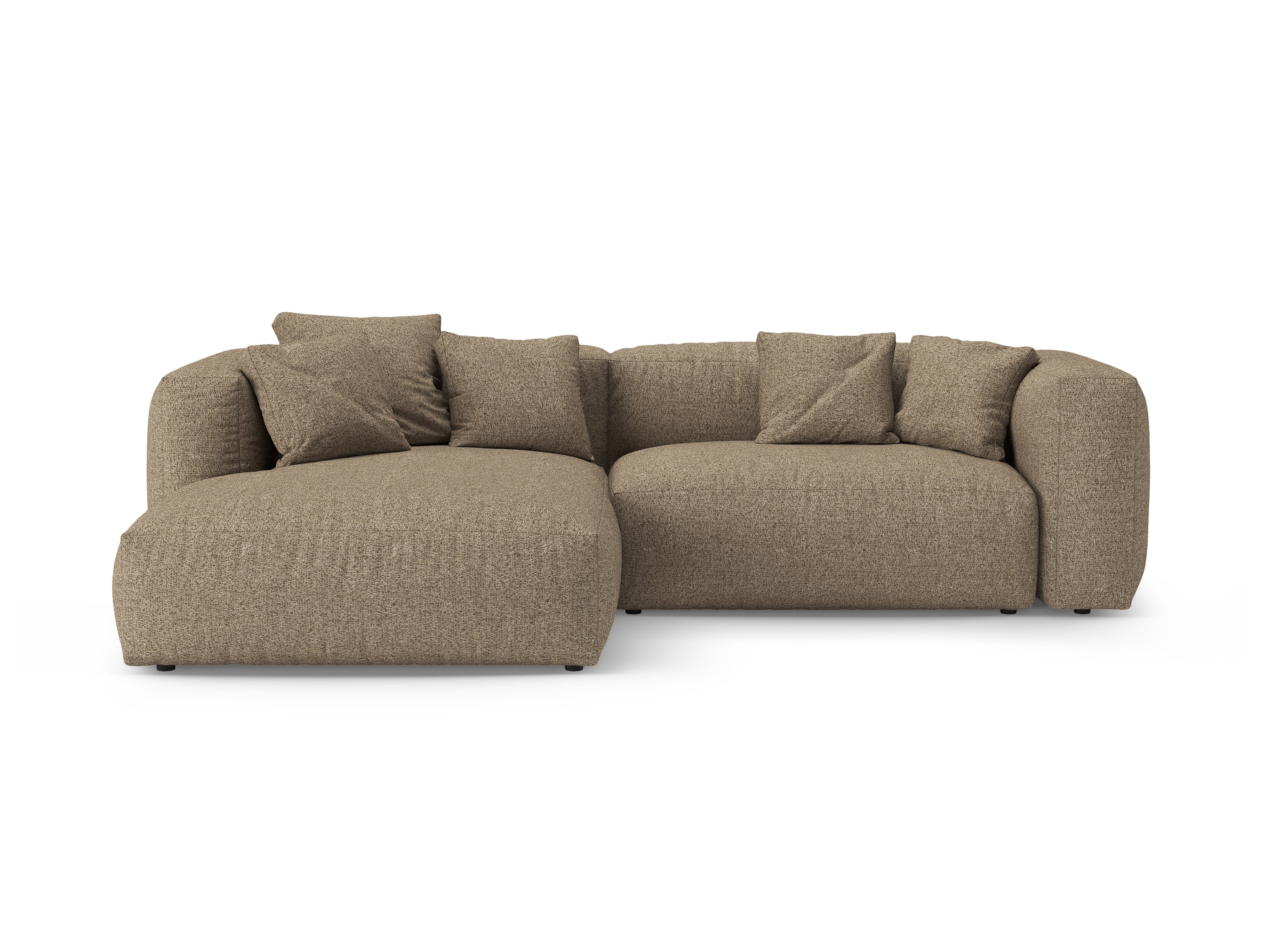Ecksofa links mit Schlaffunktion MARTINA cappuccino Boucle