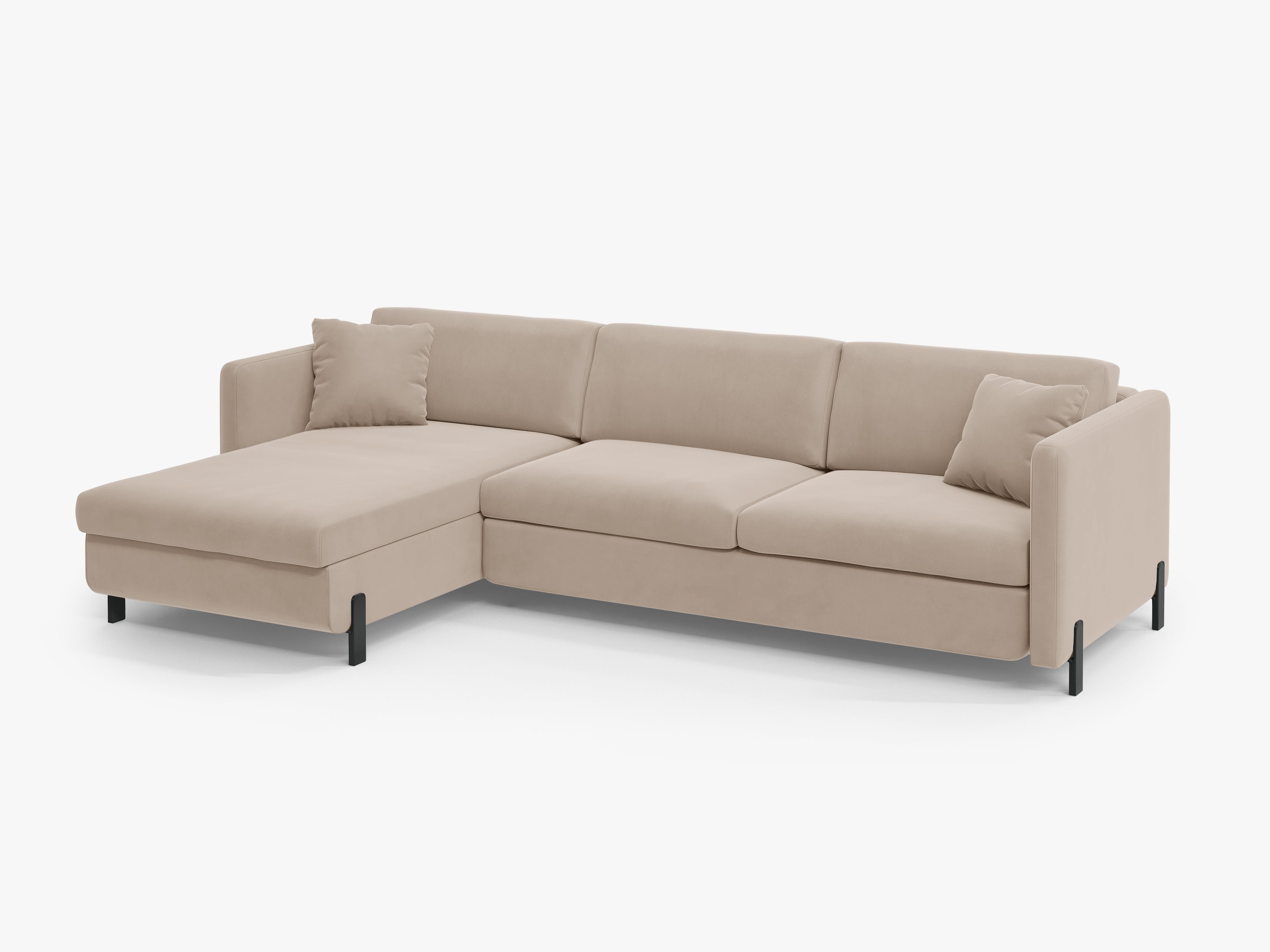 Left-facing velvet corner sofa with sleeping function GLORIA beige