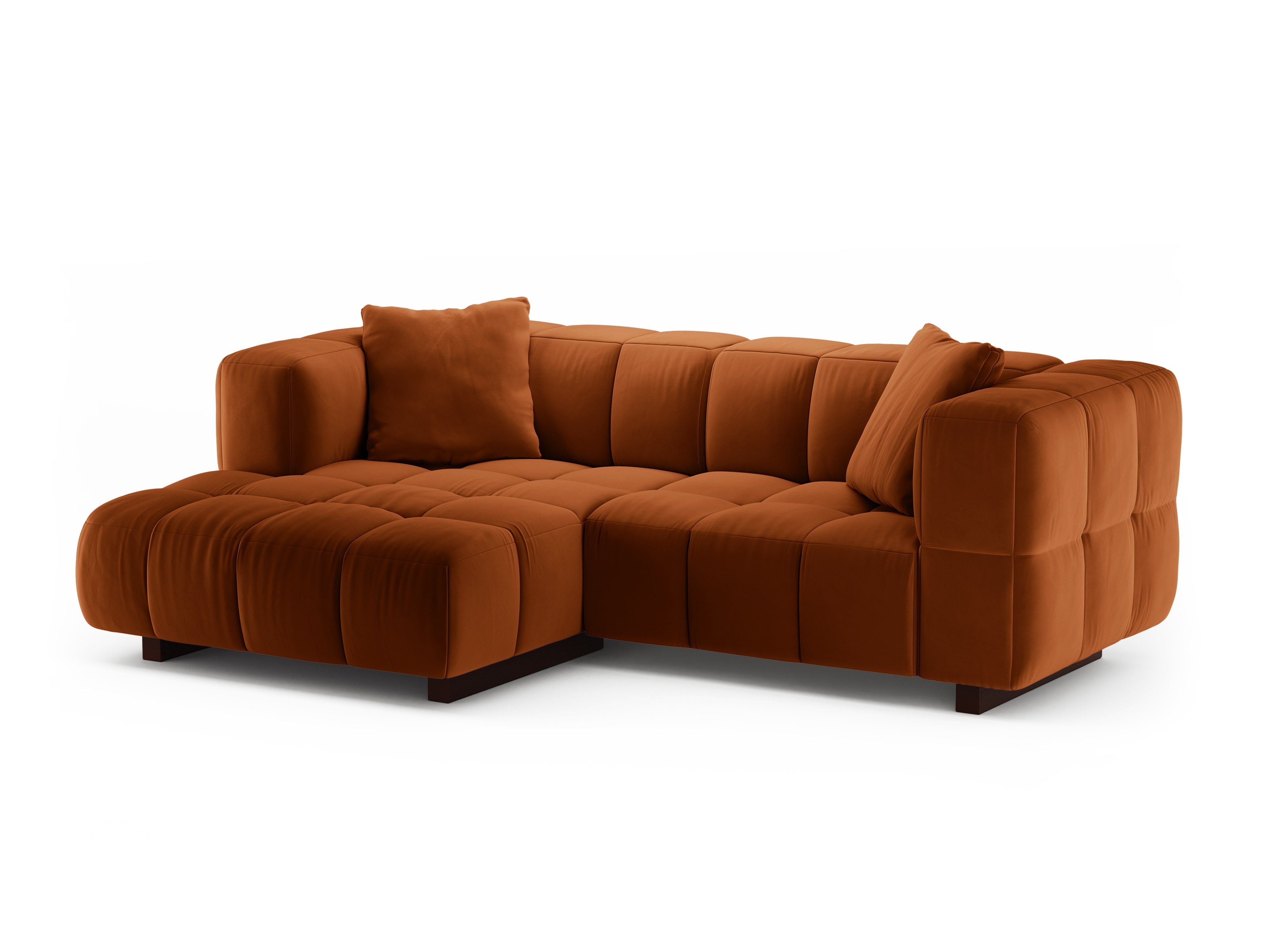 Velvet hoekbank links met slaapfunctie PUMA terracotta
