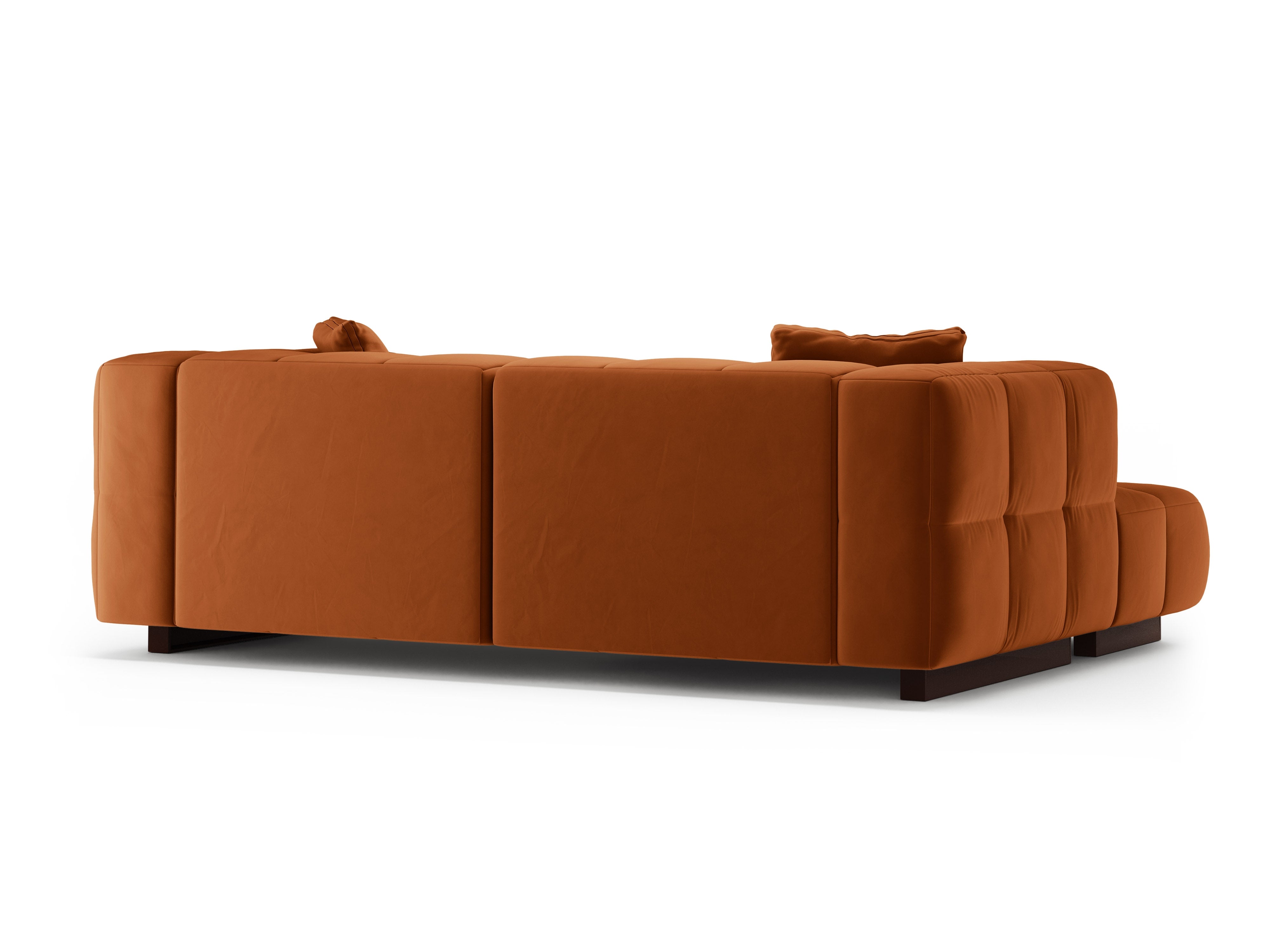 Velvet hoekbank links met slaapfunctie PUMA terracotta