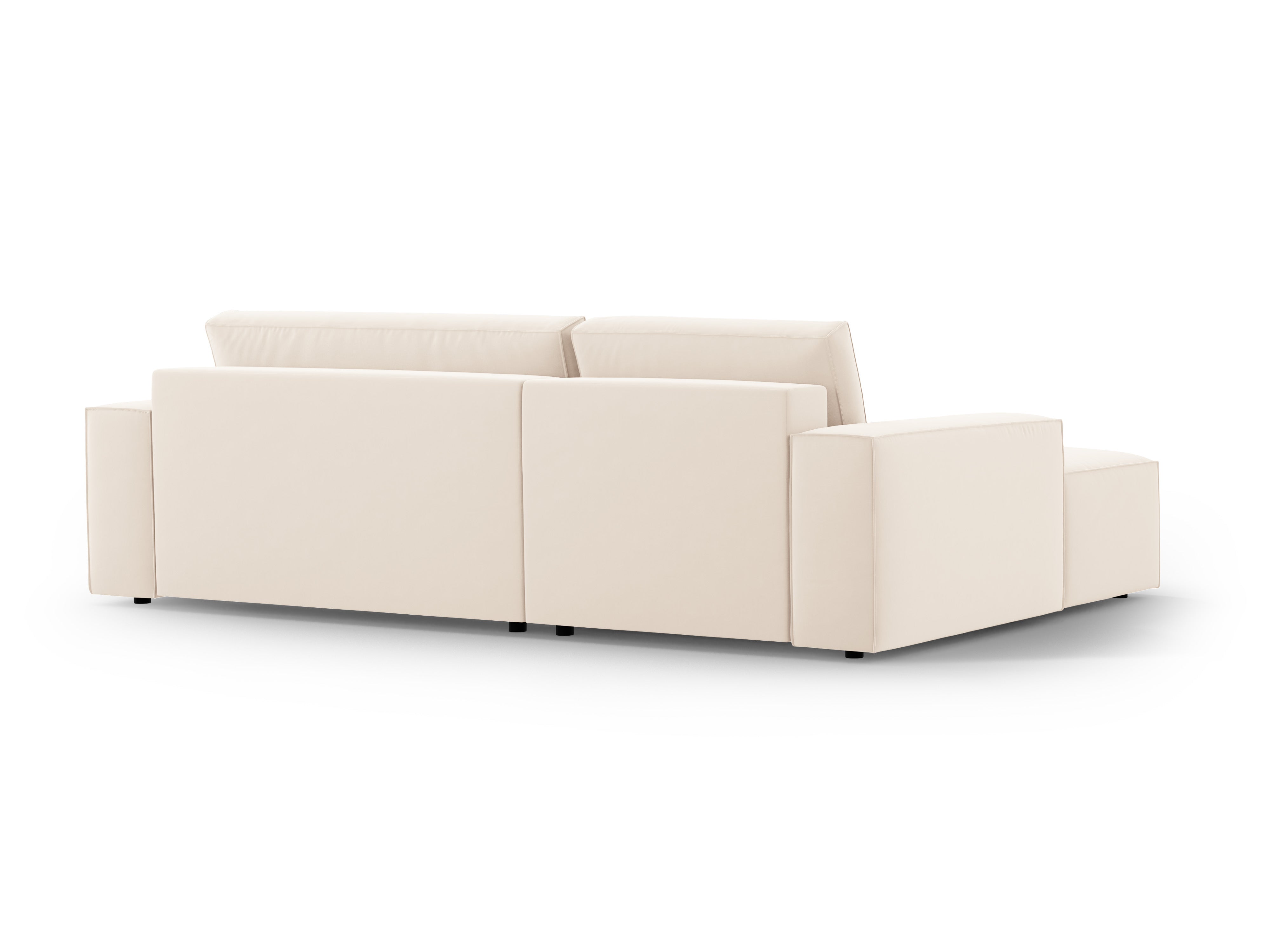 Left-facing velvet corner sofa bed JODIE light beige