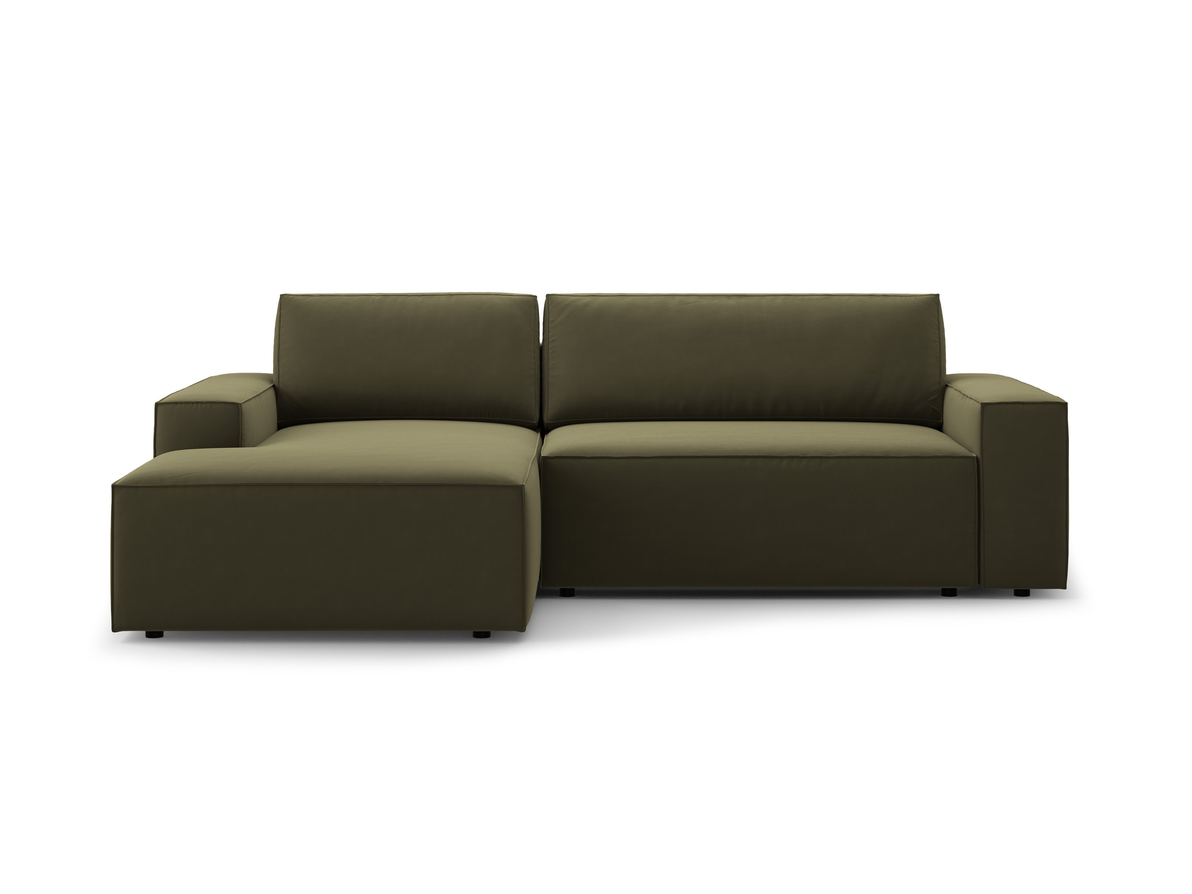 Samt-Ecksofa links mit Schlaffunktion JODIE grün