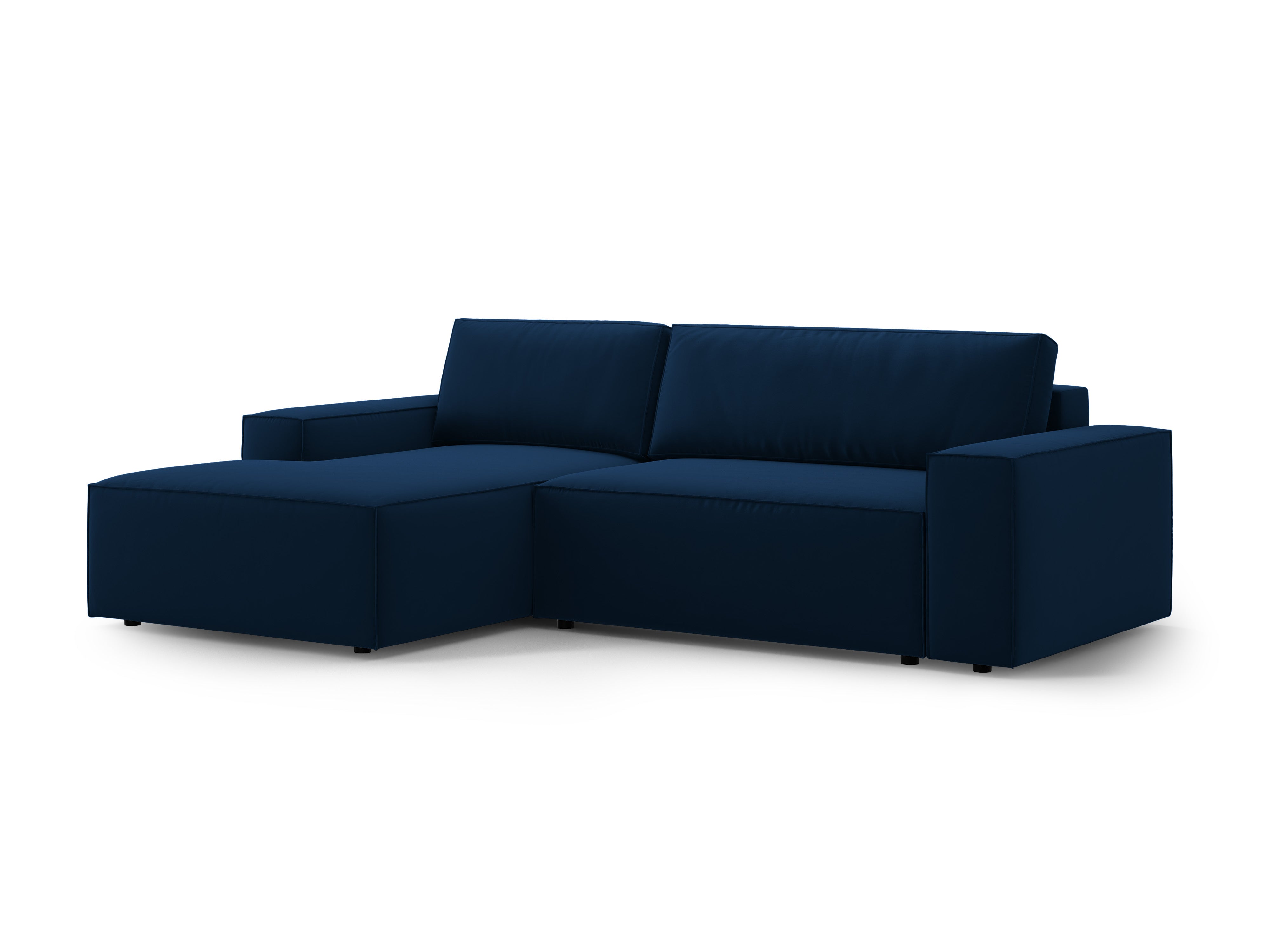 Samt-Ecksofa links mit Schlaffunktion JODIE königsblau