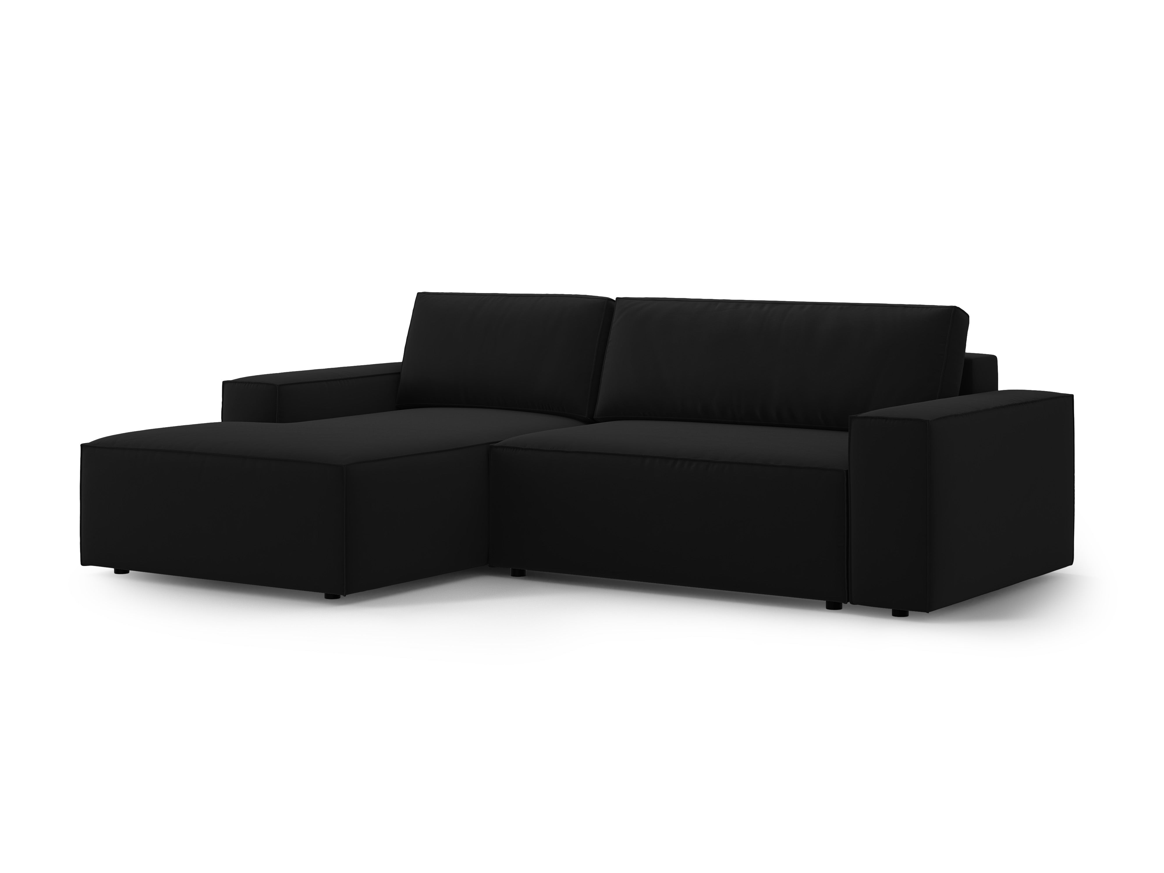 Samt-Ecksofa links mit Schlaffunktion JODIE schwarz