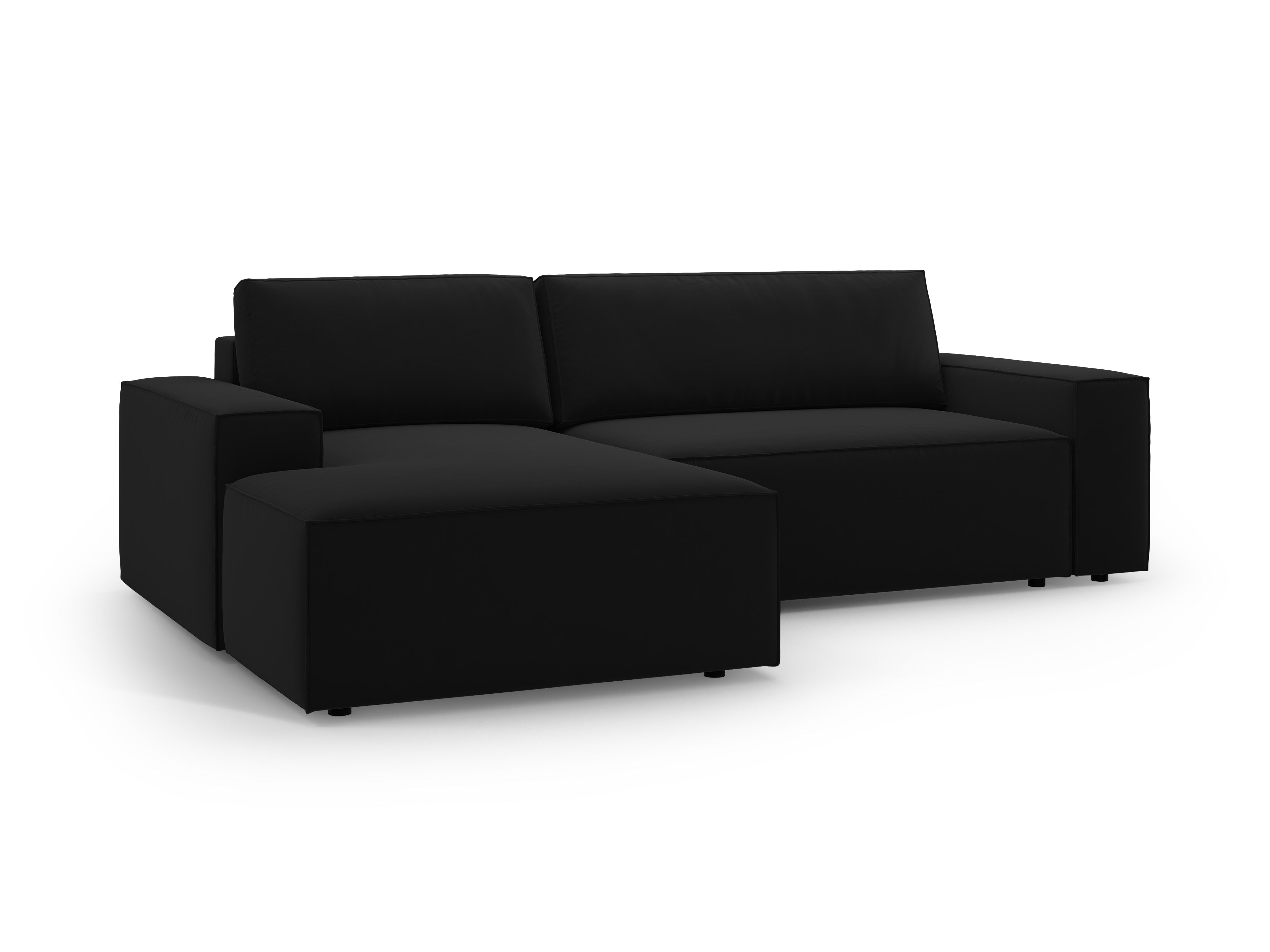 Samt-Ecksofa links mit Schlaffunktion JODIE schwarz
