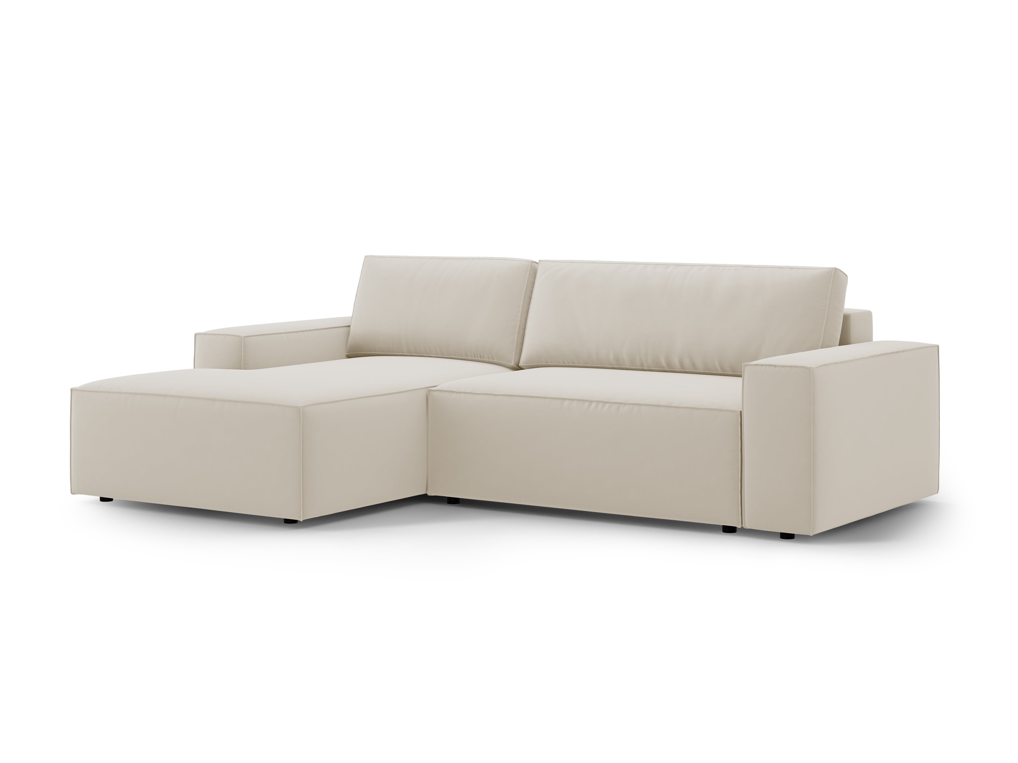 Samt-Ecksofa links mit Schlaffunktion JODIE dunkelbeige