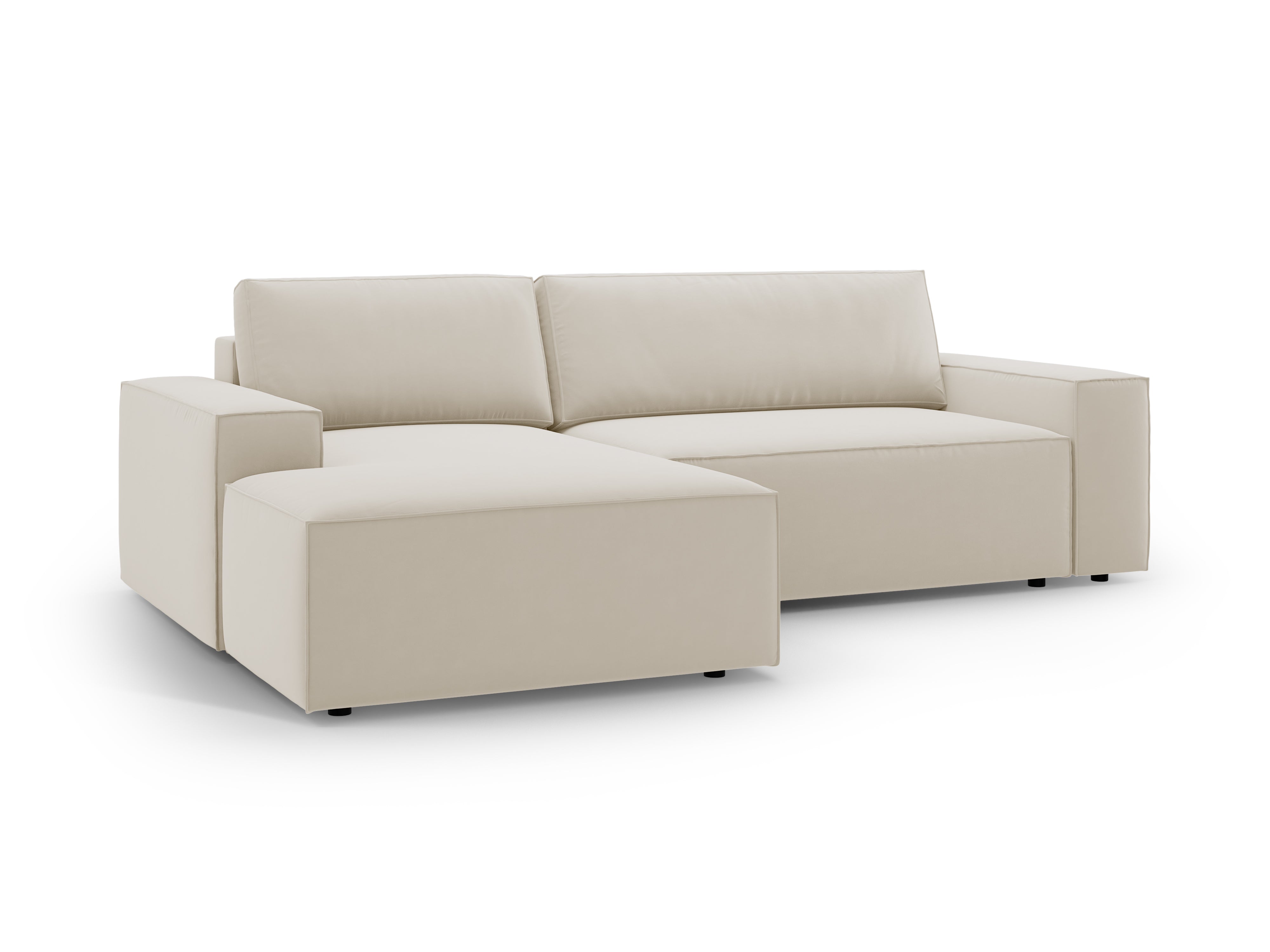 Samt-Ecksofa links mit Schlaffunktion JODIE dunkelbeige