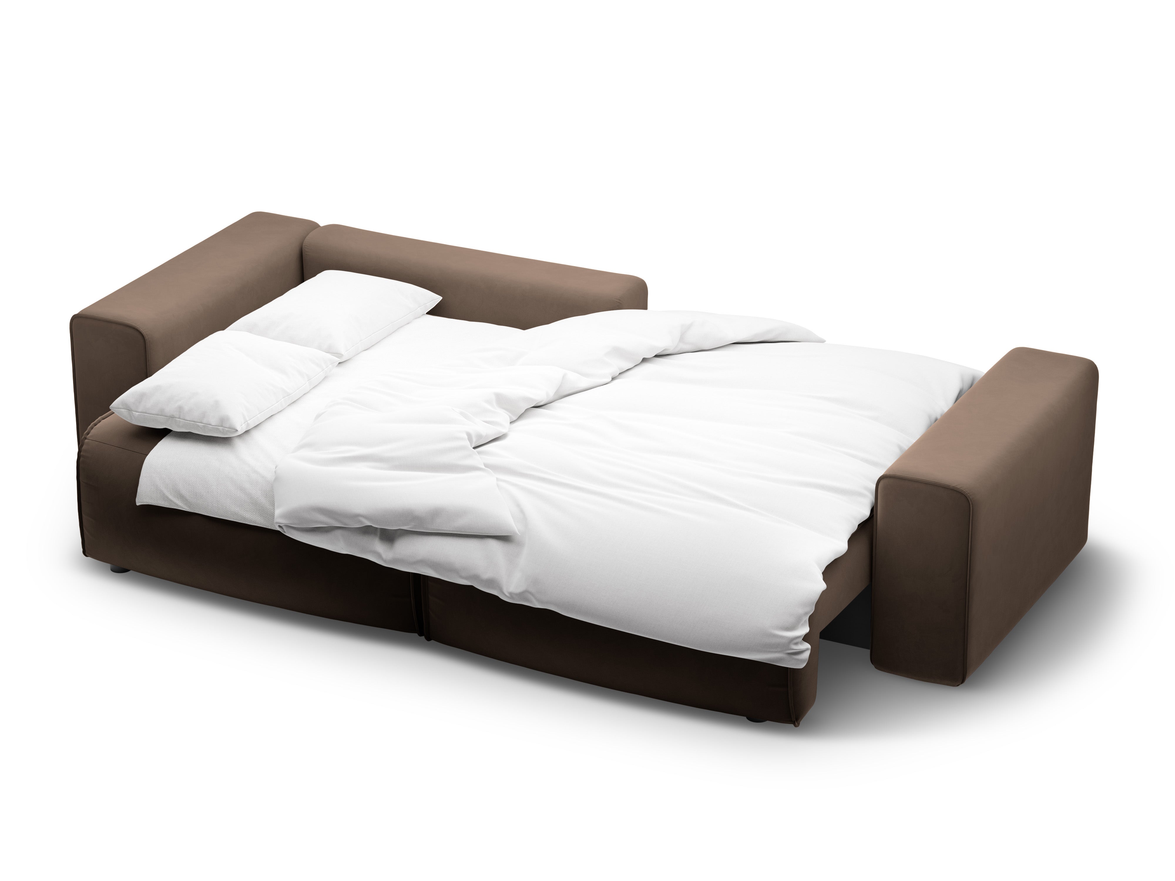 Chocolade 3-zits linkszijdige fluwelen hoekbank met slaapfunctie VICTOR